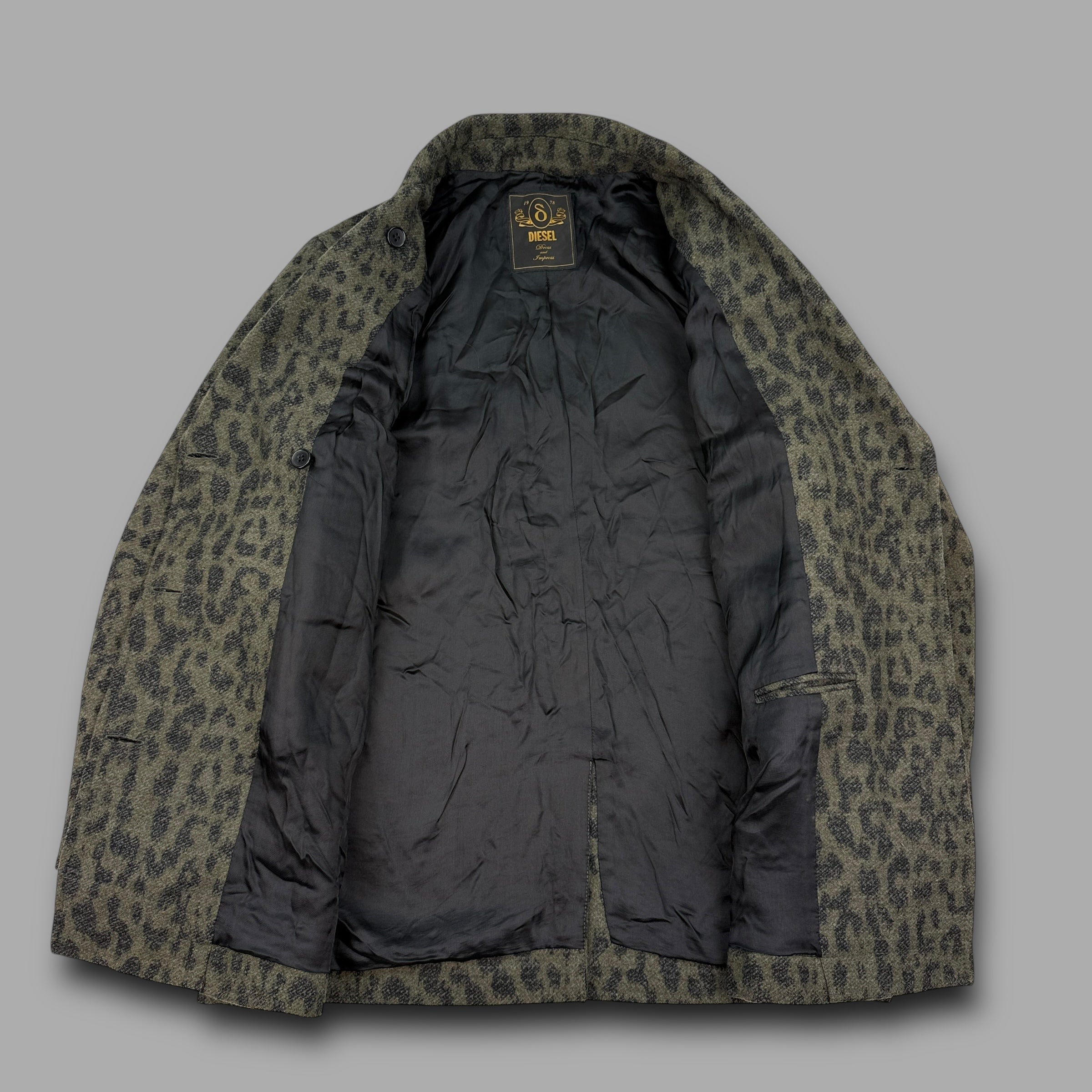 Diesel 2000's double breasted leopard peacoat (L) wms