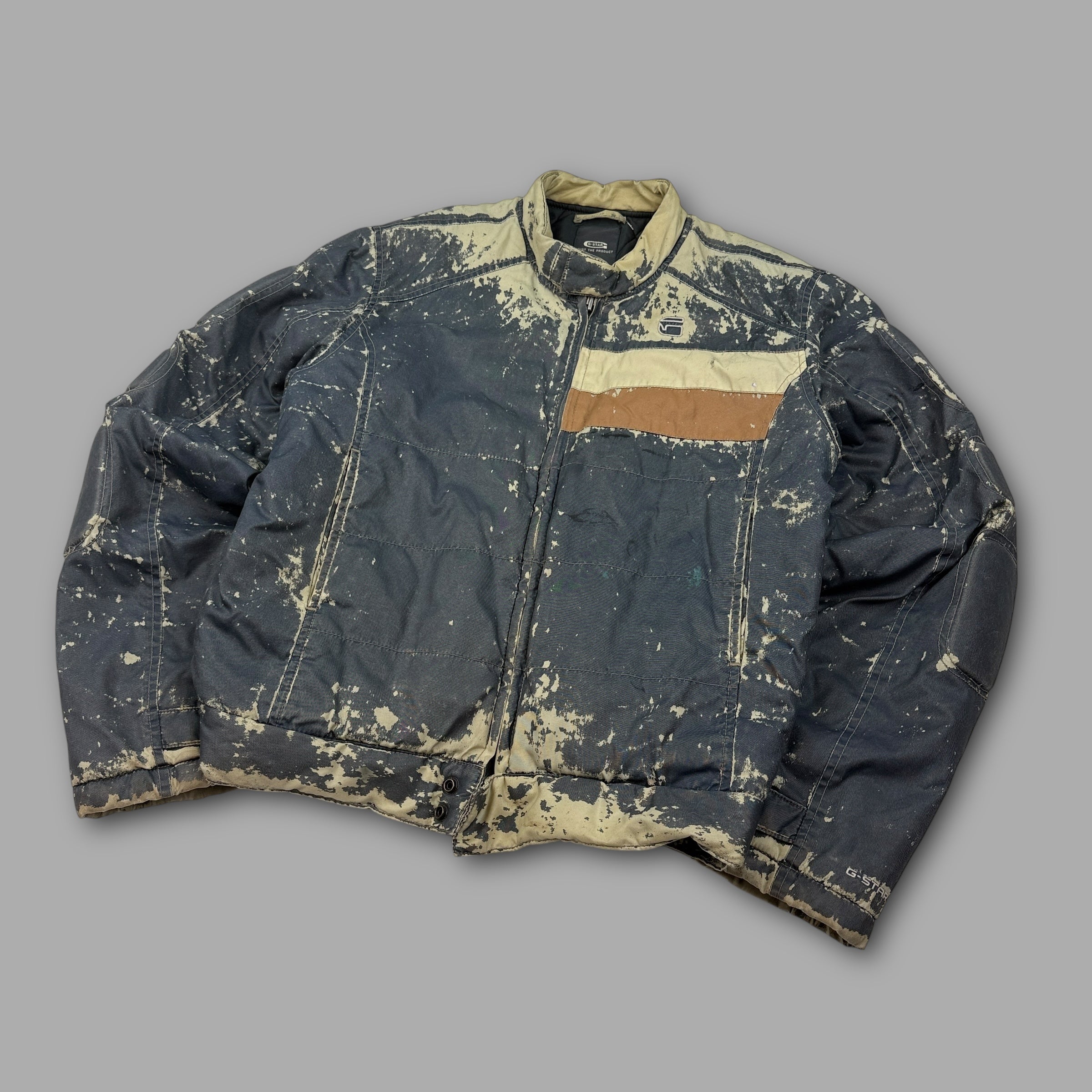 G-star 2000's technical distressed padded zip up quilted jacket (L)