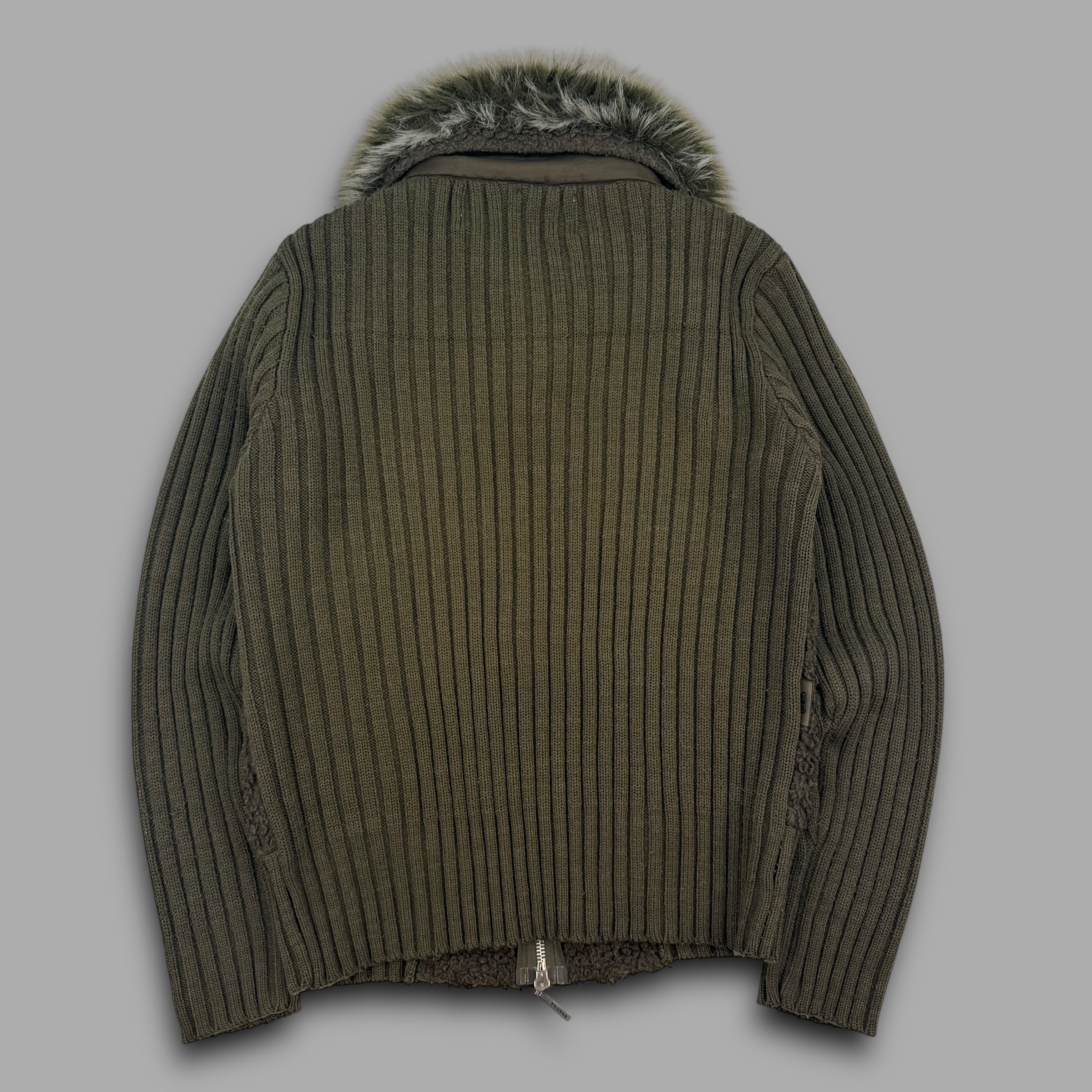 Yilunno 2000's zip up faux fur collar knit hybrid jacket (S) wms
