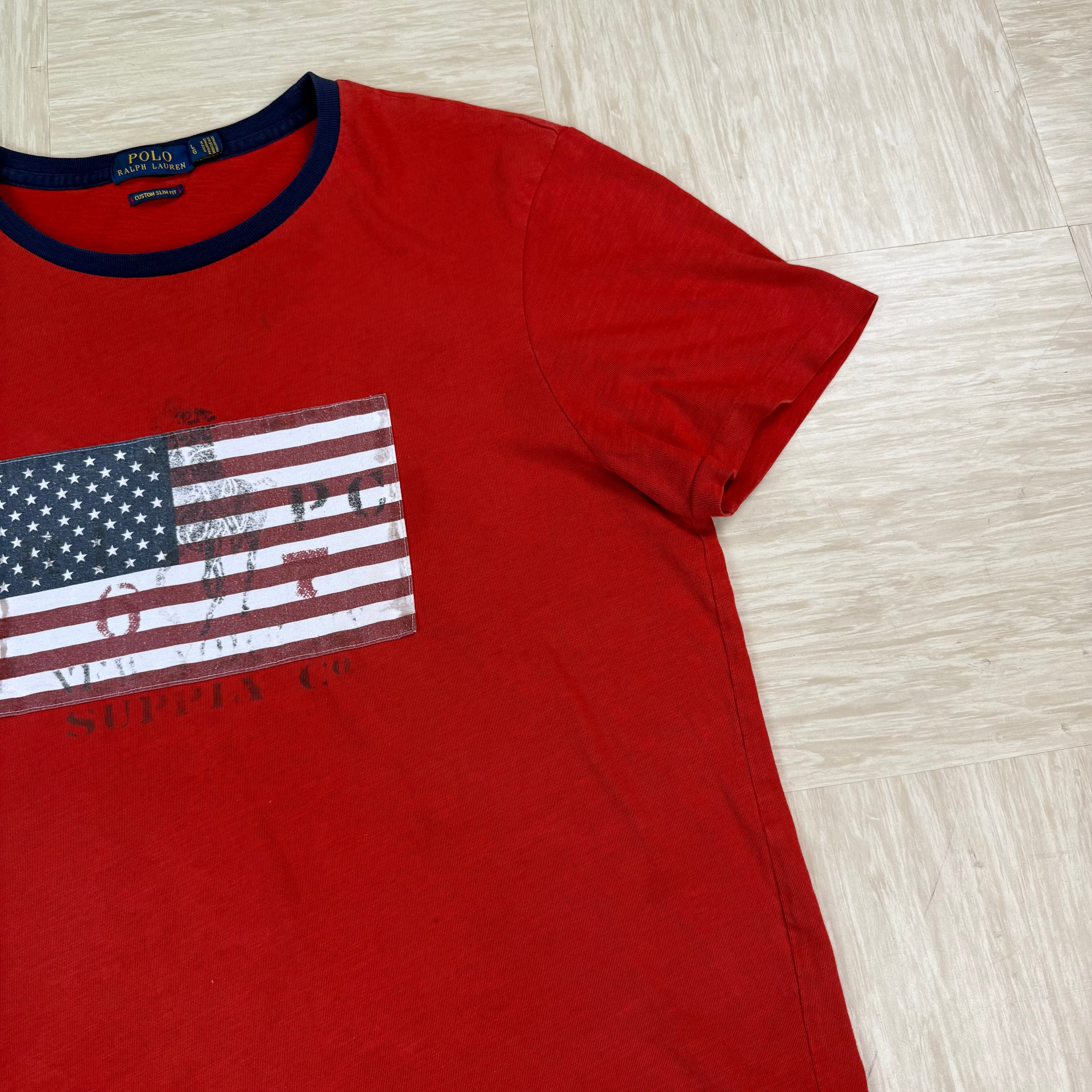 Ralph Lauren 2000's embroidered USA flag graphic tee (L)