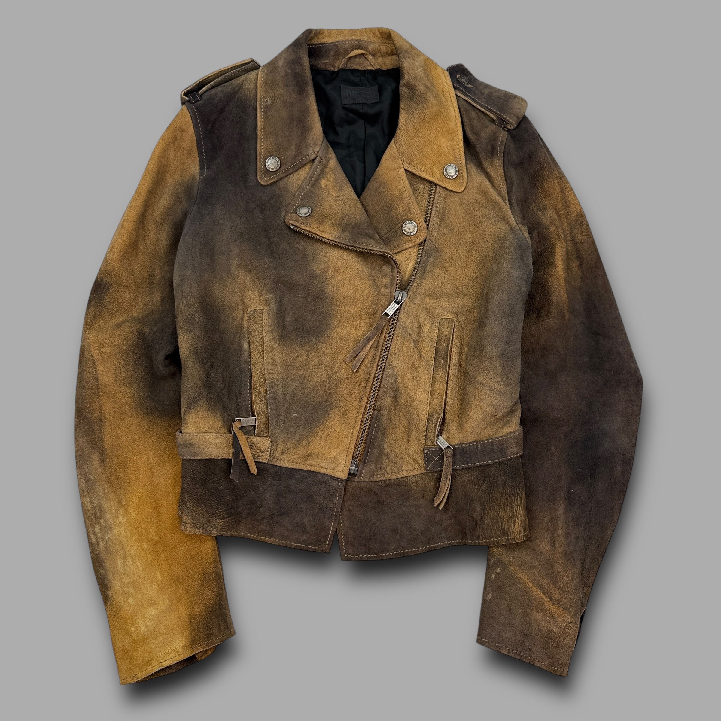 Diesel 2000's leather lambskin asymmetrical zip biker jacket (S) wms