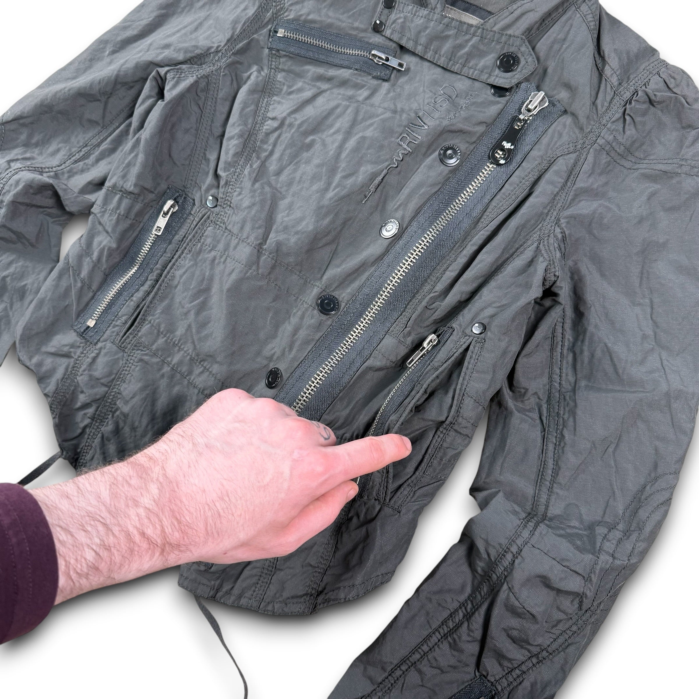 River island 2000's asymmetrical zip fitted nylon jacket (S) wms