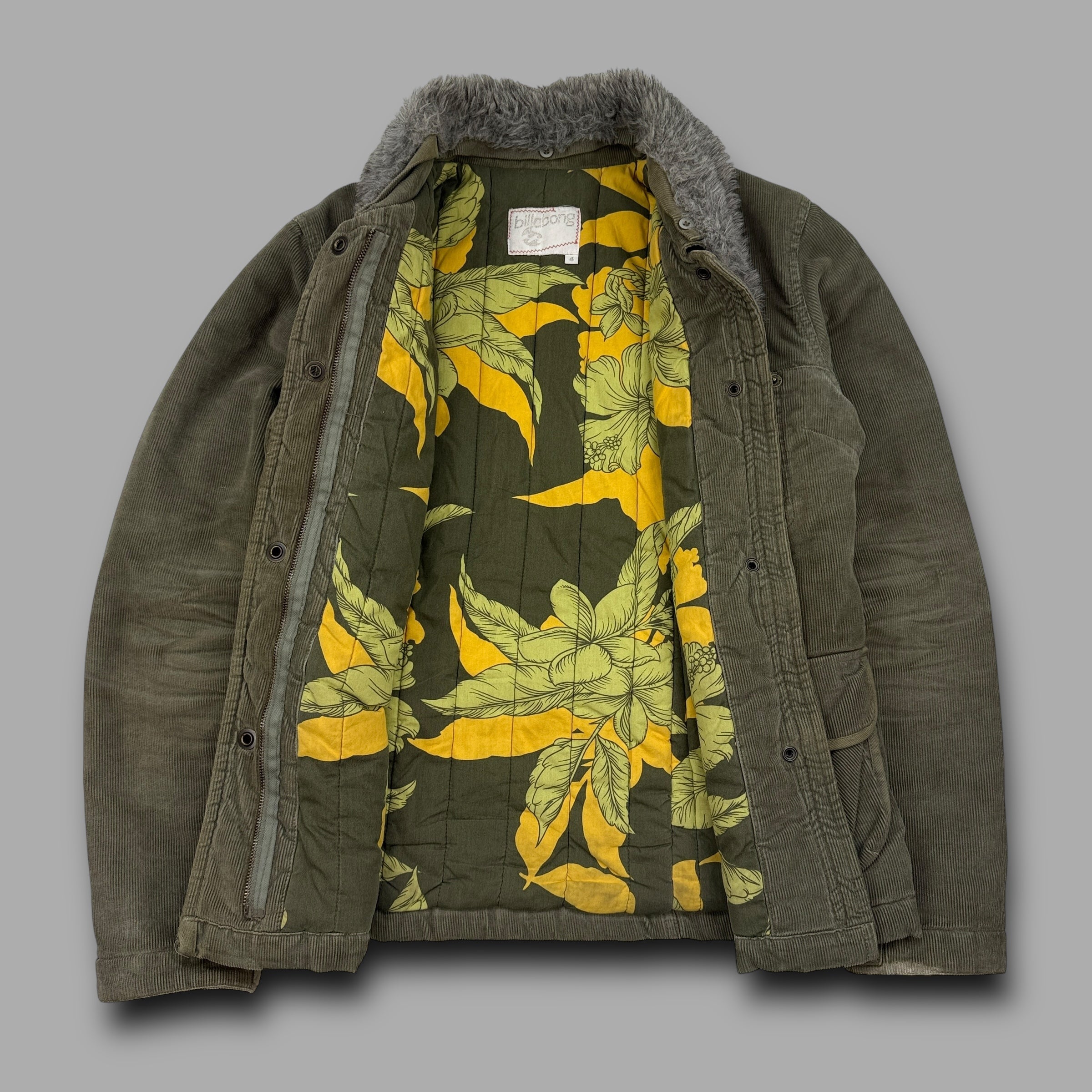 Billabong 2000's corduroy multi-pocket fur collar zip-up jacket (S)