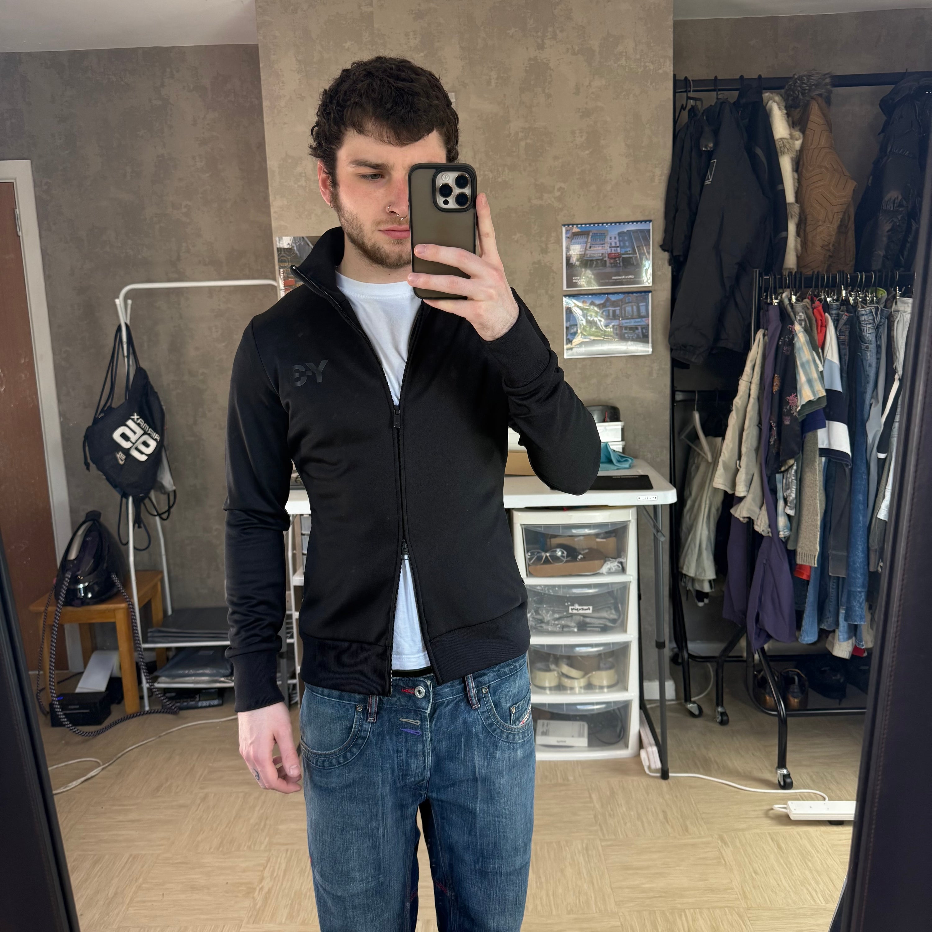 Adidas x Yohji Yamamoto 2010 technical two way zip high neck jacket (L) wms