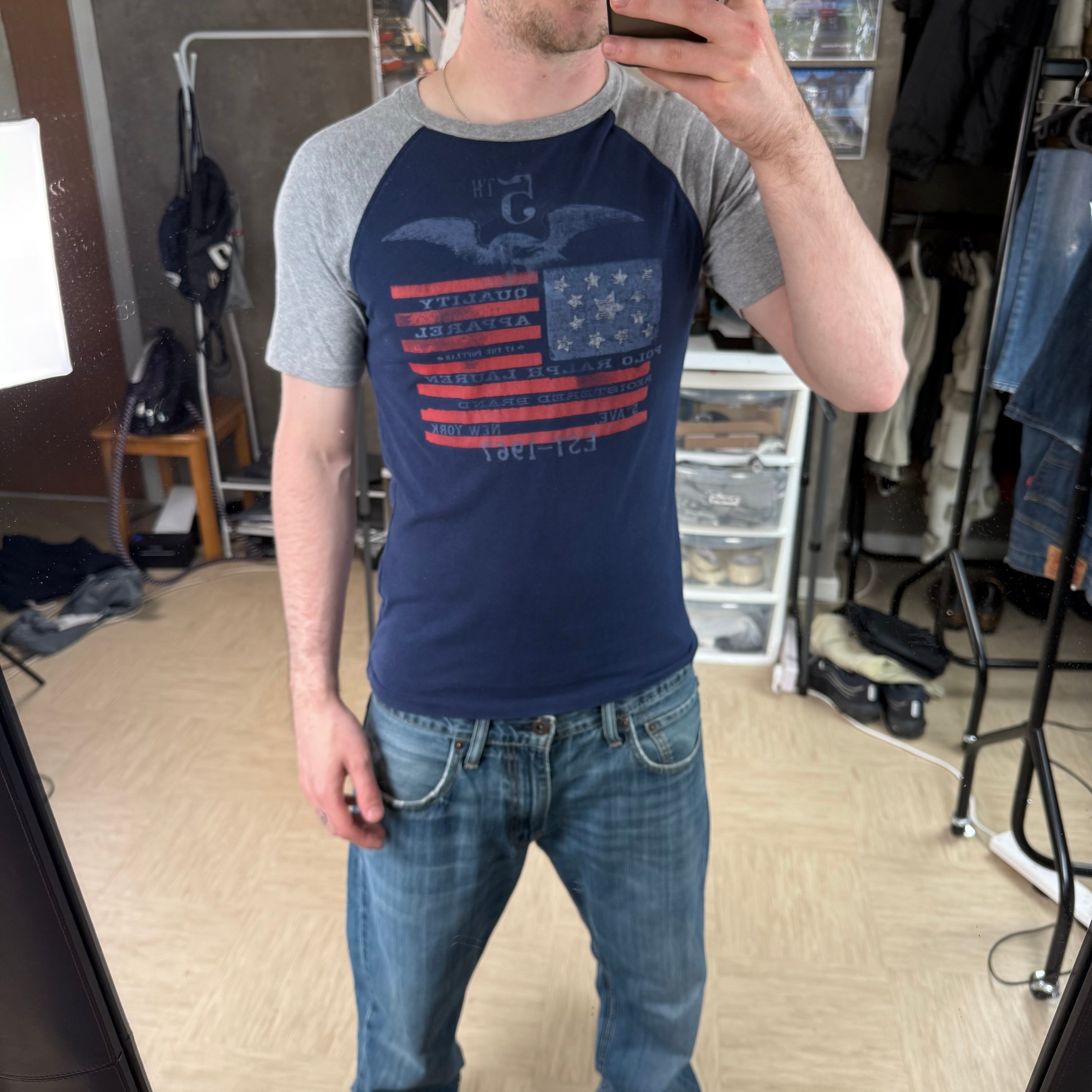Ralph Lauren 2000's USA flag graphic slim fit tee (M)