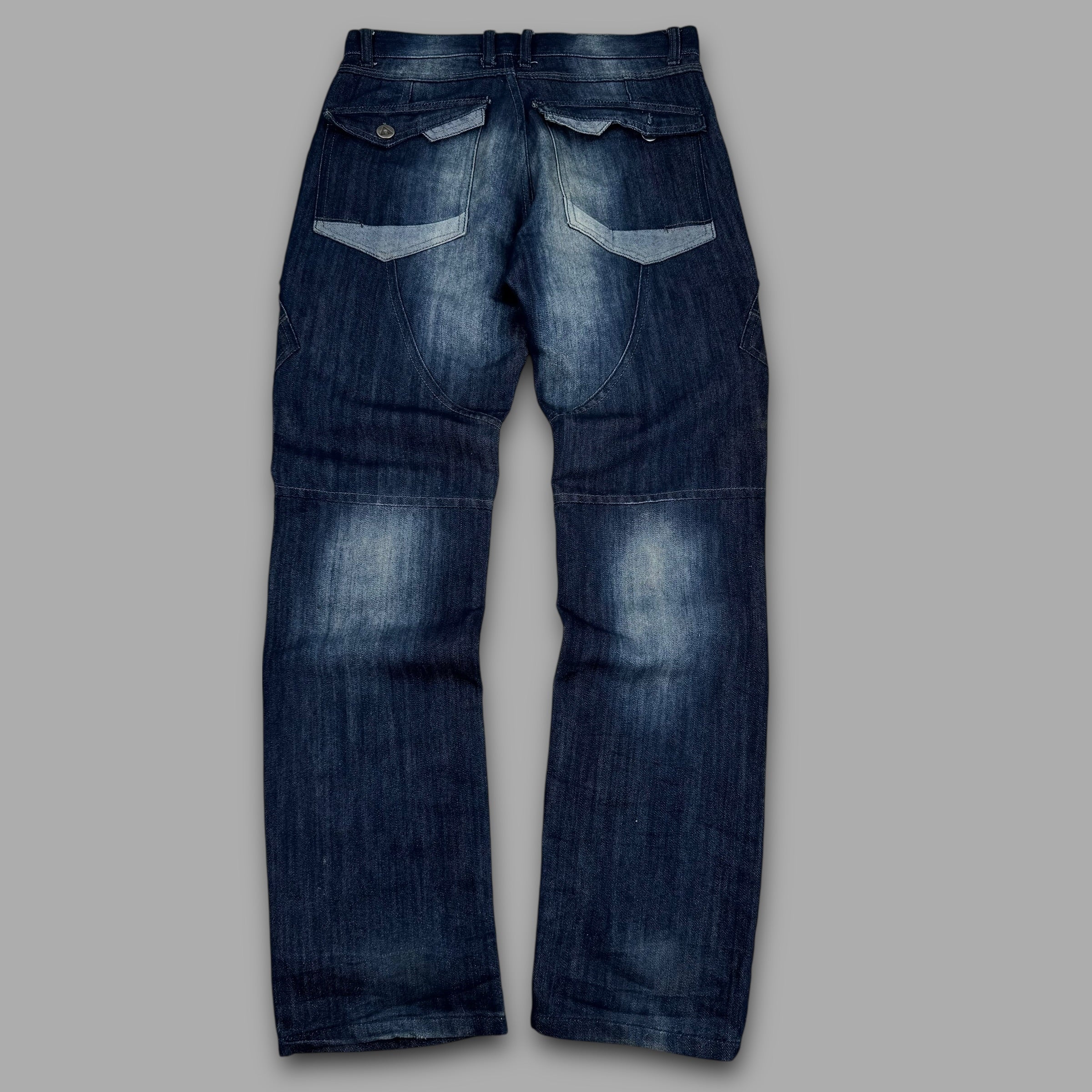 Airwalk 2000's dark faded relaxed fit denim cargo jeans (M-L)