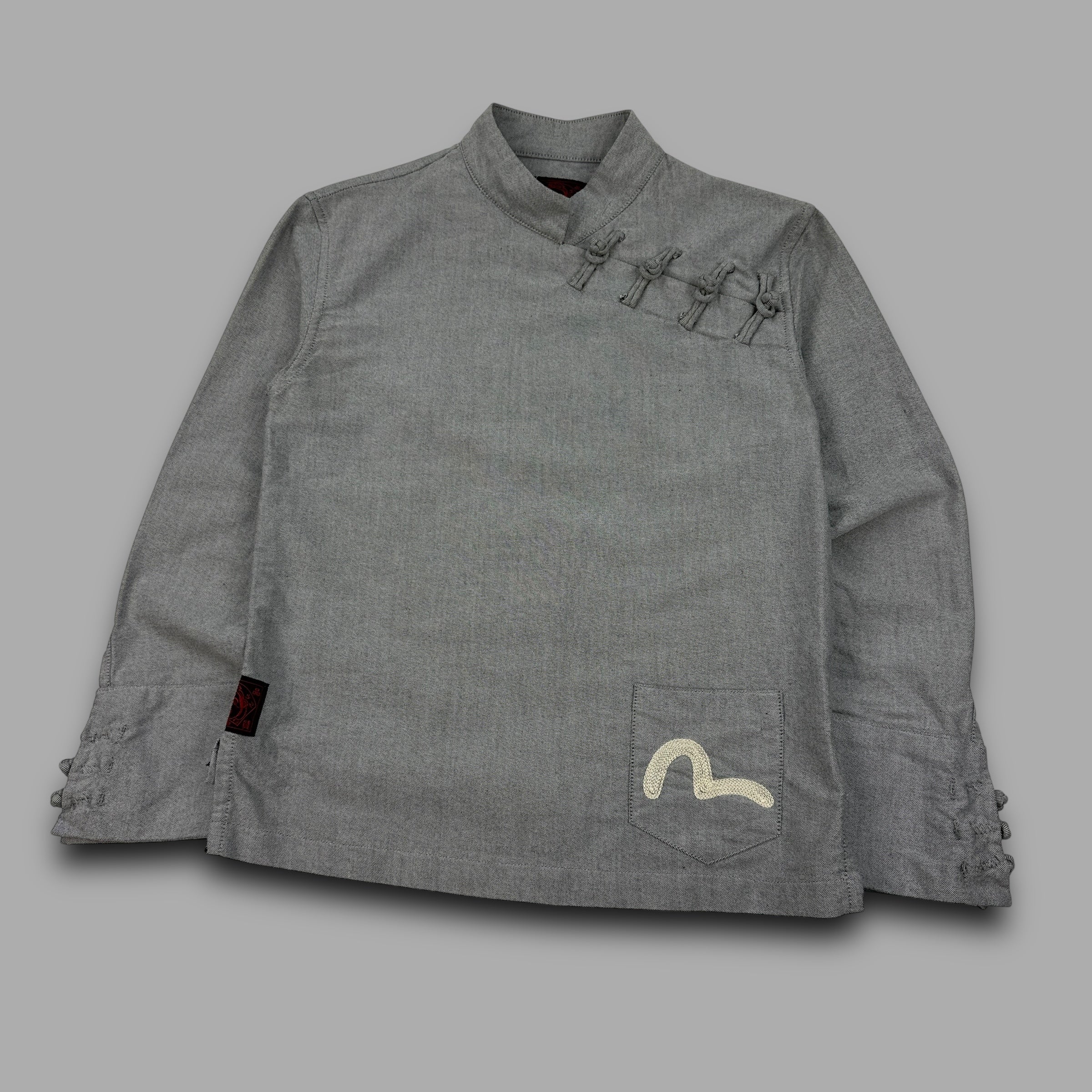 Evisu 2000's technical asymmetrical closure fitted shirt (S)
