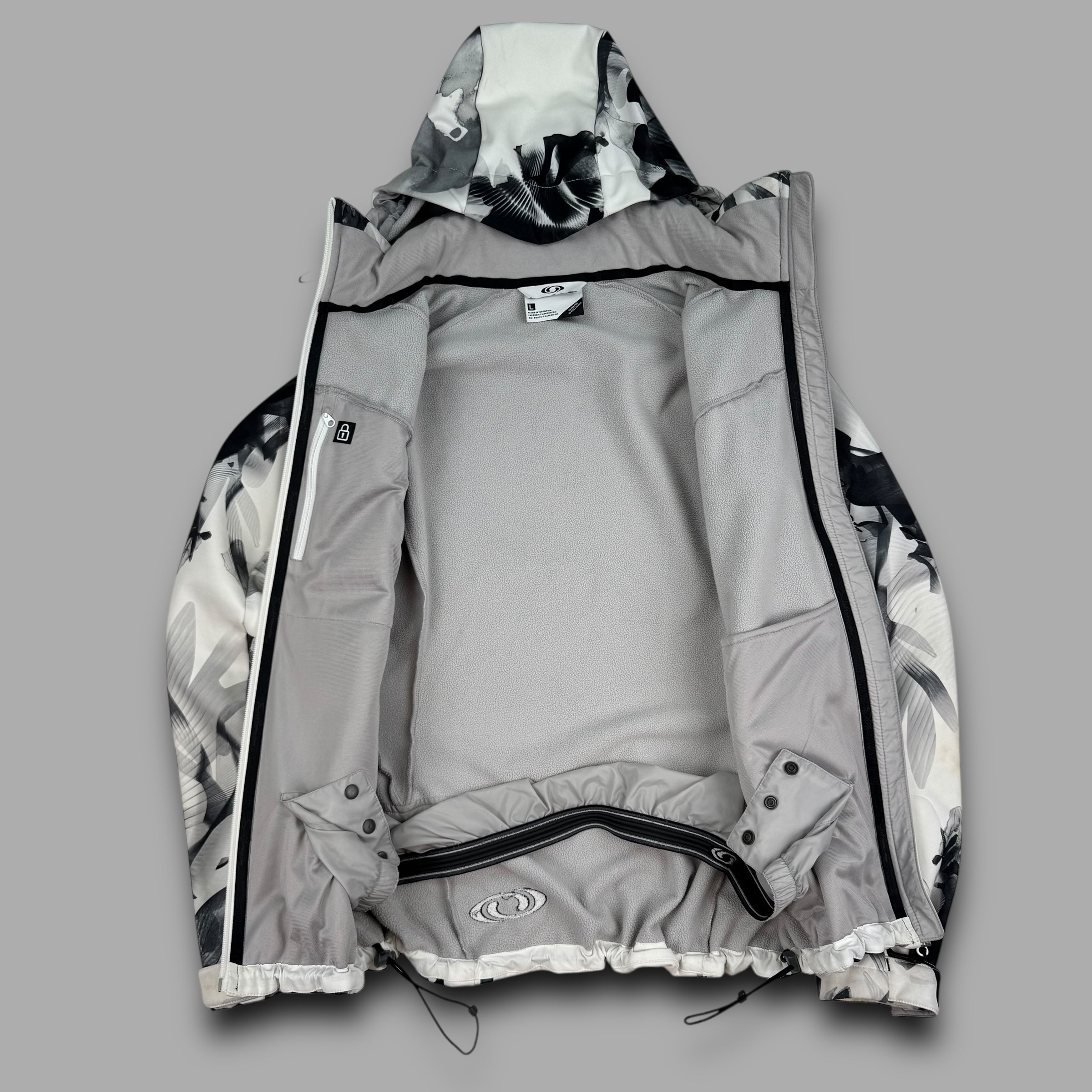 Salomon 2011 technical monogram floral softshell ski jacket (L) wms
