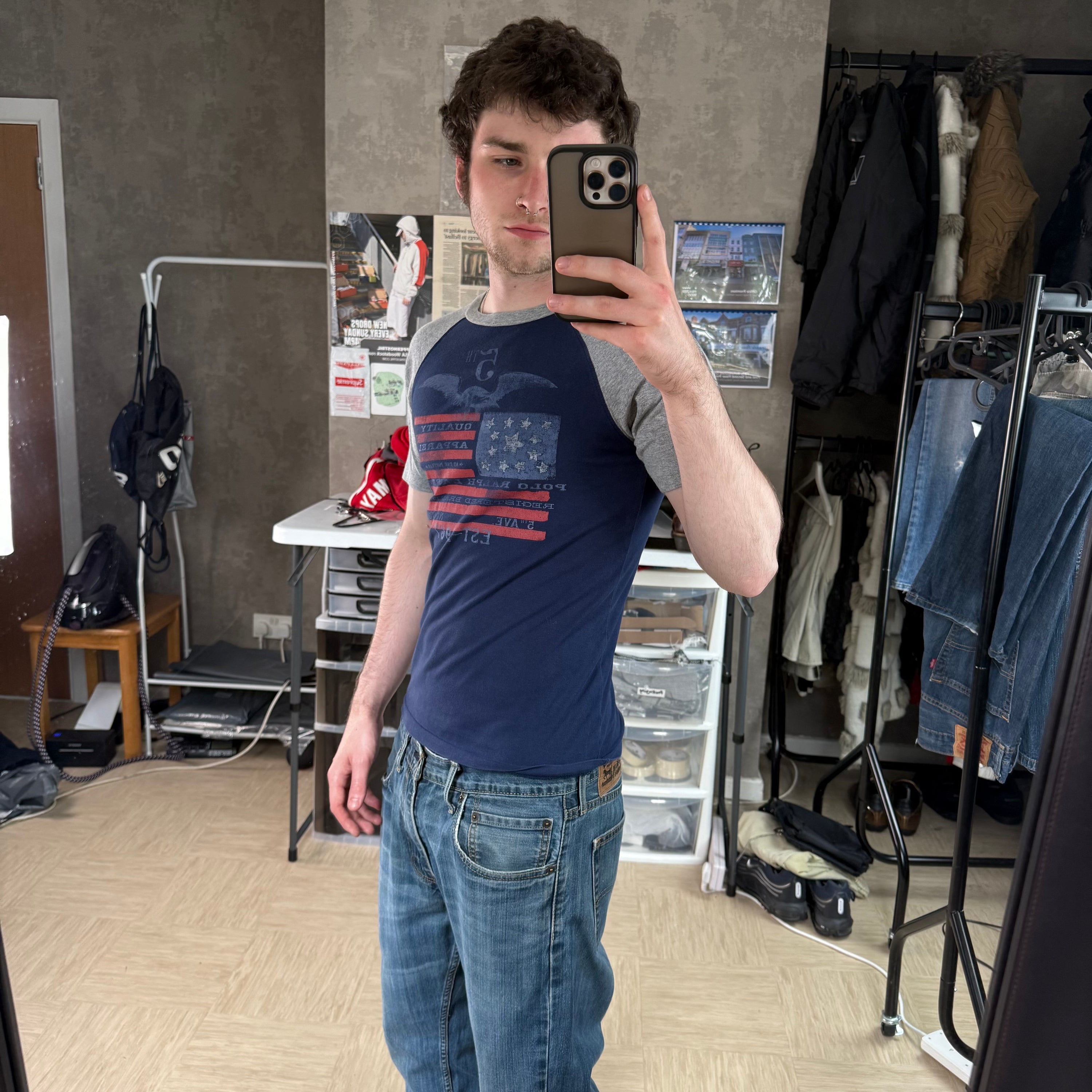 Ralph Lauren 2000's USA flag graphic slim fit tee (M)