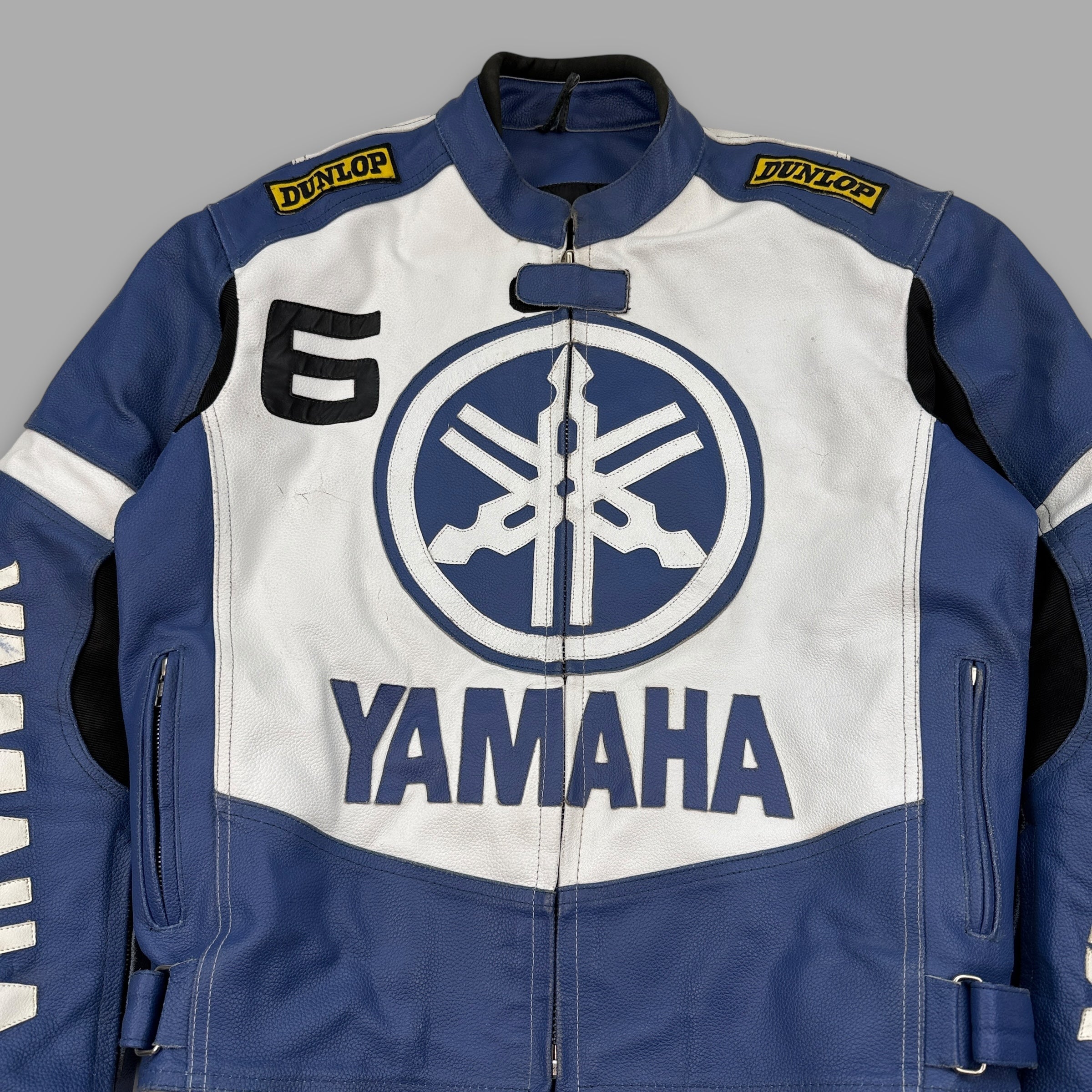 Yamaha 2000's leather padded full-zip biker racing jacket (M-L)