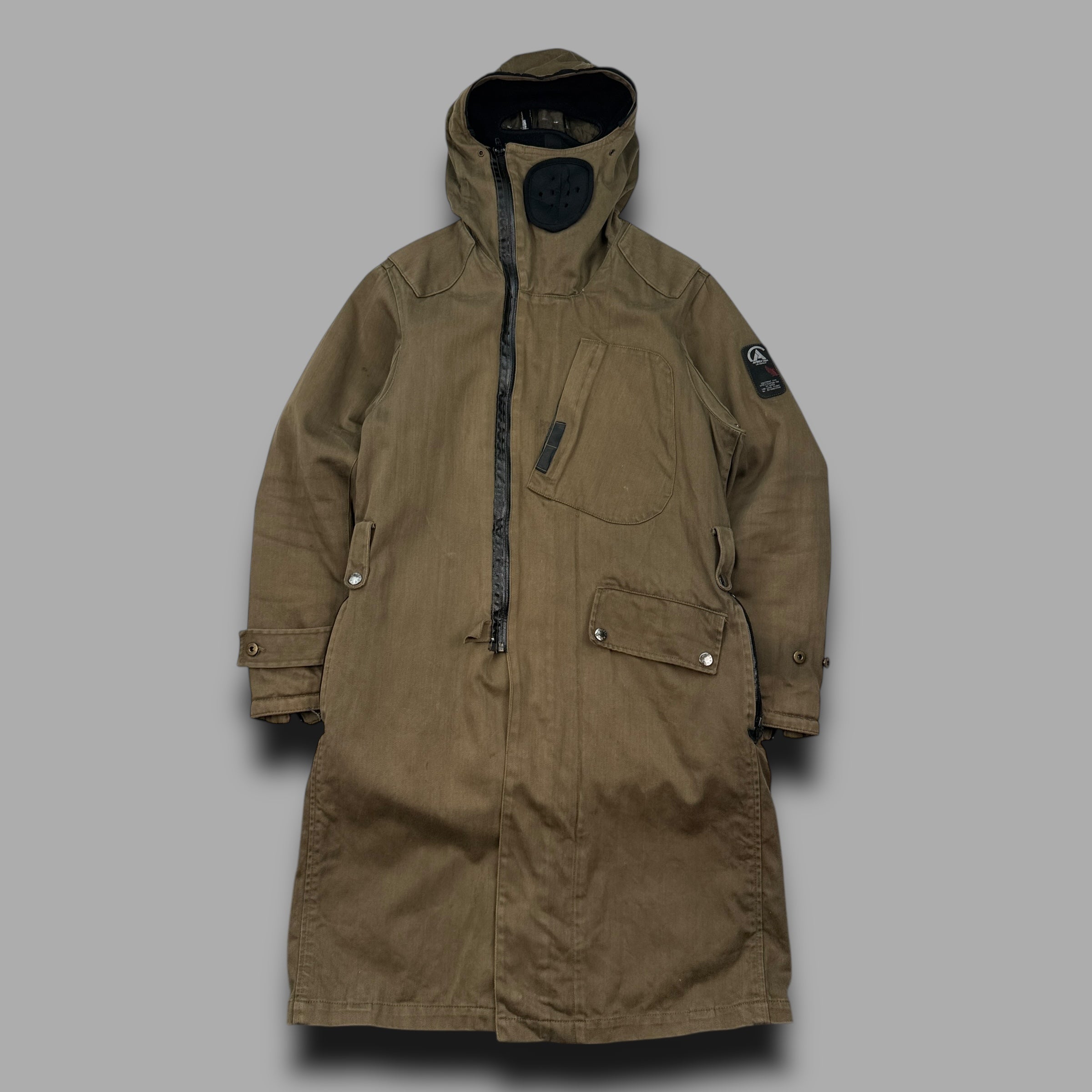 Avirex lab equipment 2000's technical asymmetrical zip up balaclava parka jacket (S)