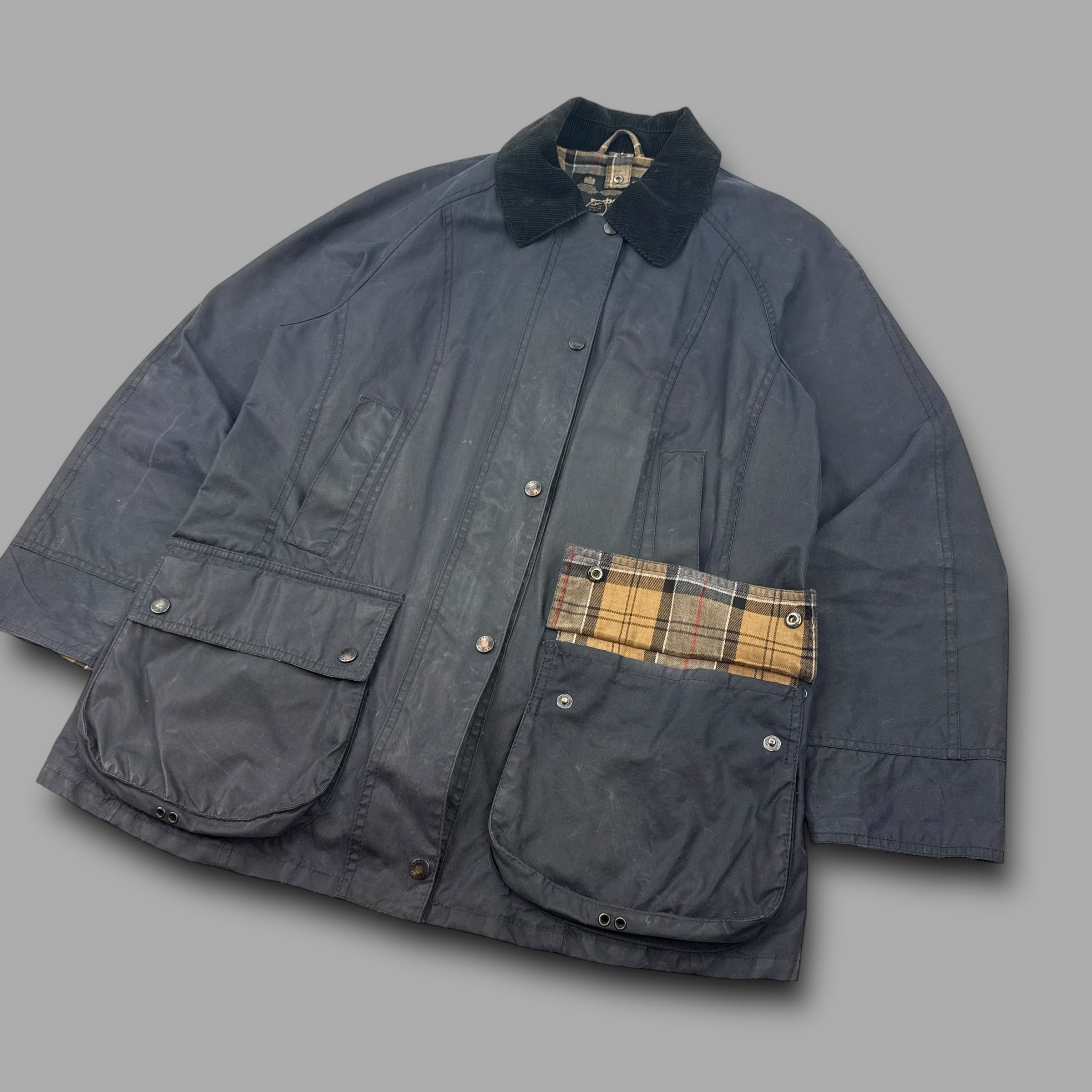 Barbour 2000's beadnell technical zip-up waxed jacket (S-M)
