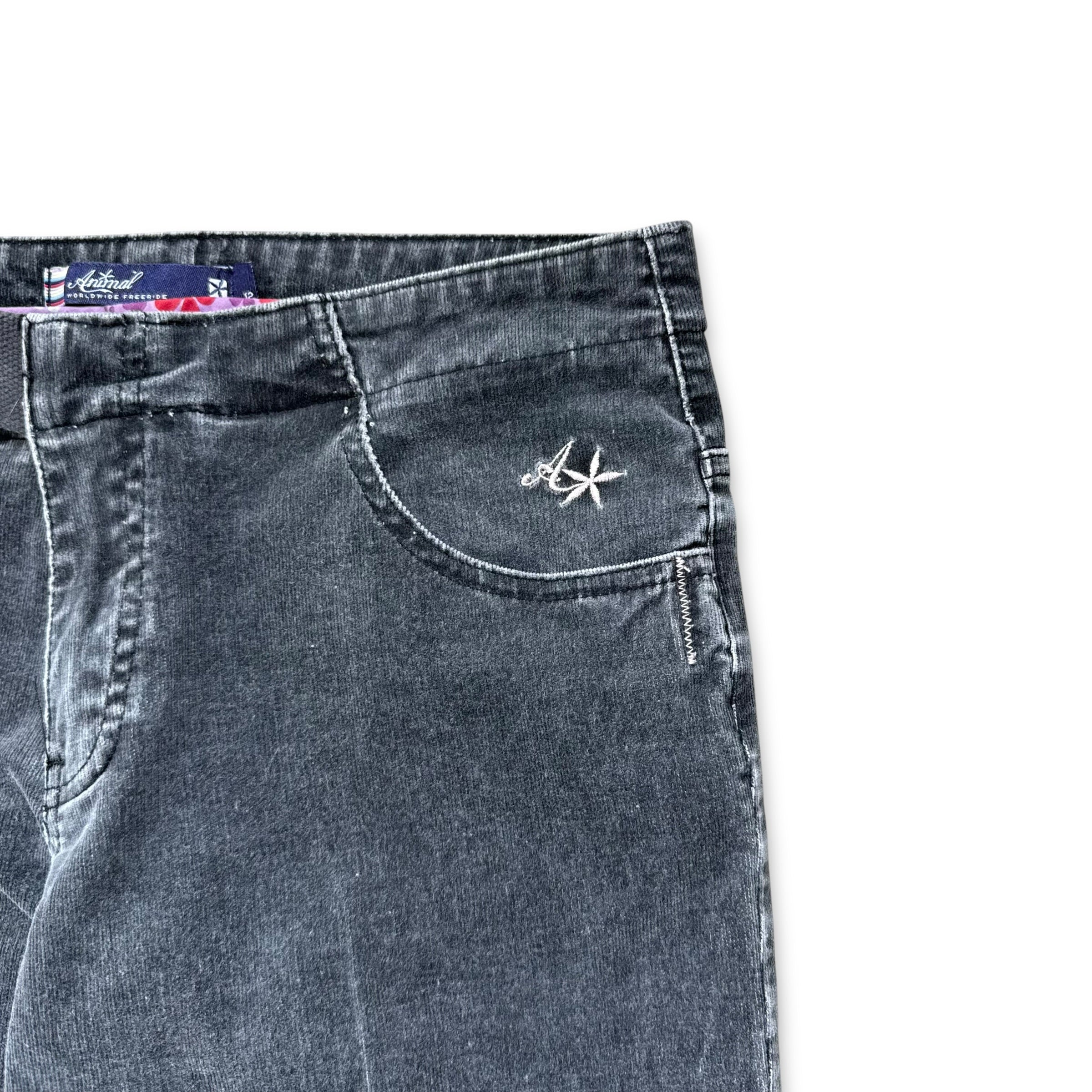 Animal 2000's corduroy stretch fit flare jeans with asymmetrical belt (L) wms