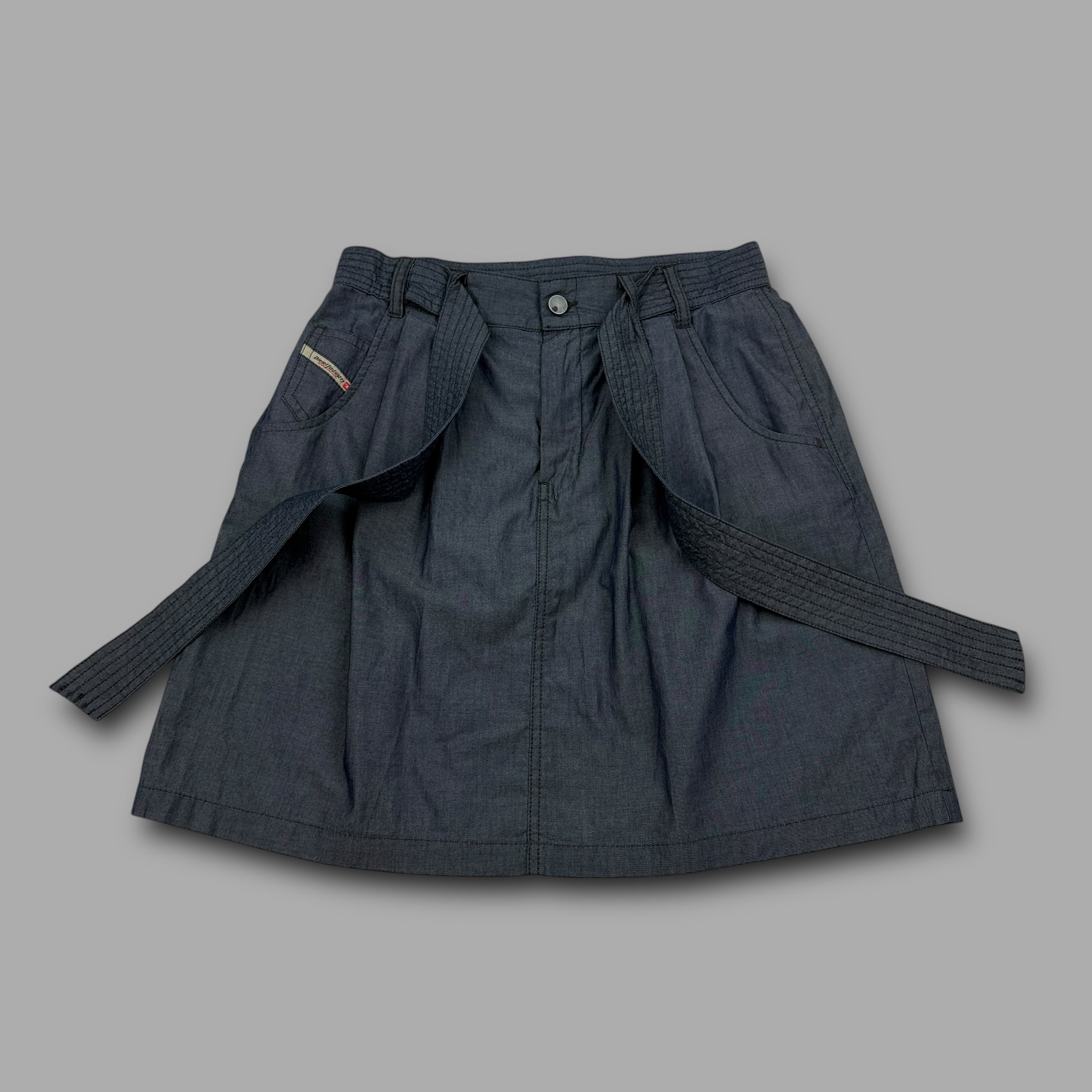 Diesel 2000s belted pocketed A-line skirt (XS) wms