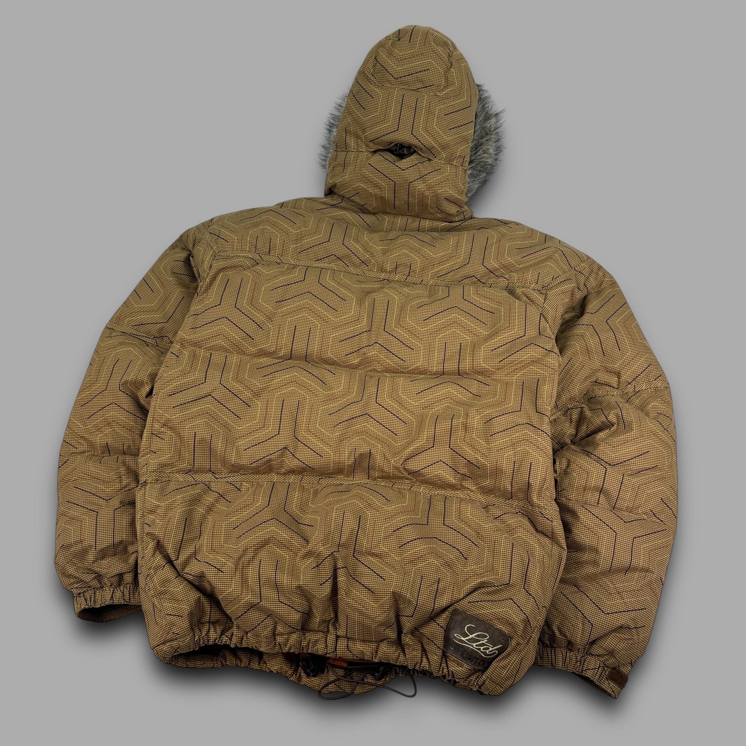 Burton 2000's technical vented monogram ski jacket with fur hood (L)