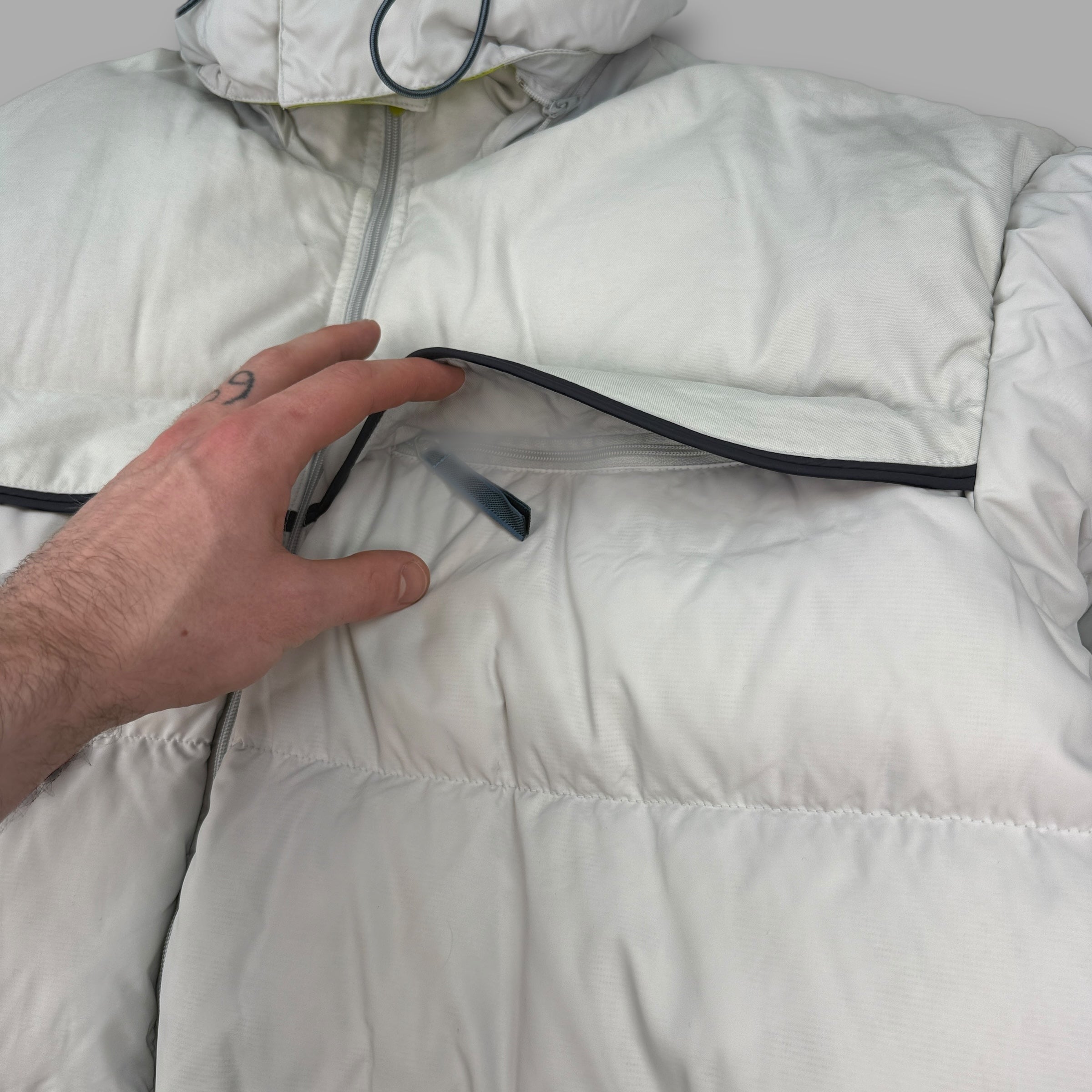 Nike 1990's technical mini swoosh multi pocket downfilled puffer jacket (M)