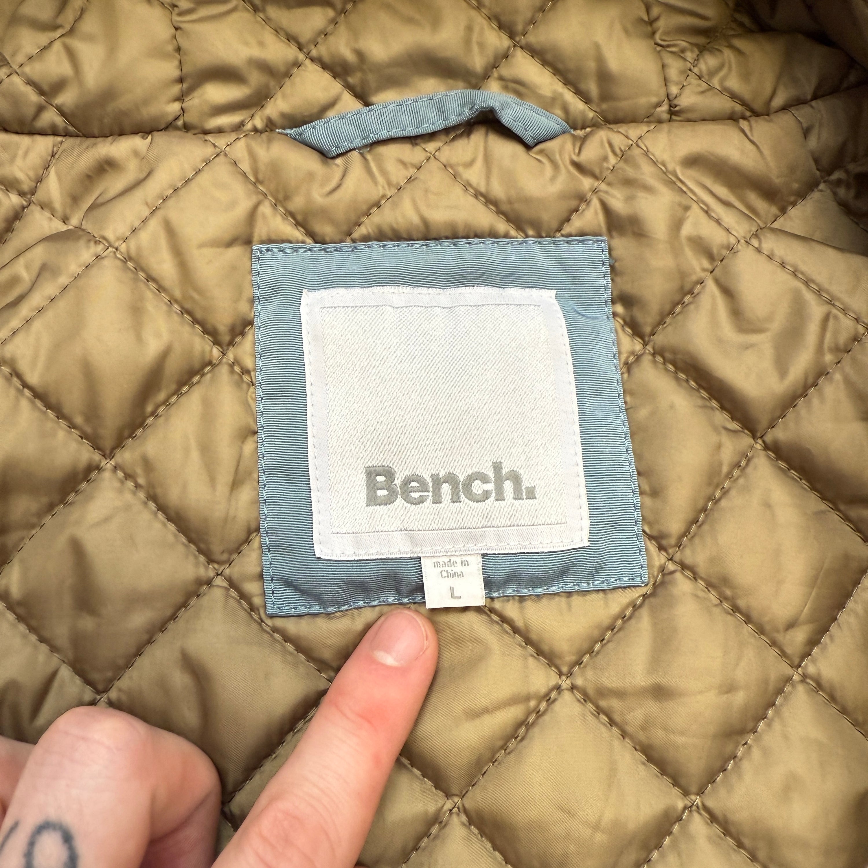 Bench 2000's asymmetrical zip fur hooded bomber jacket (L) wms