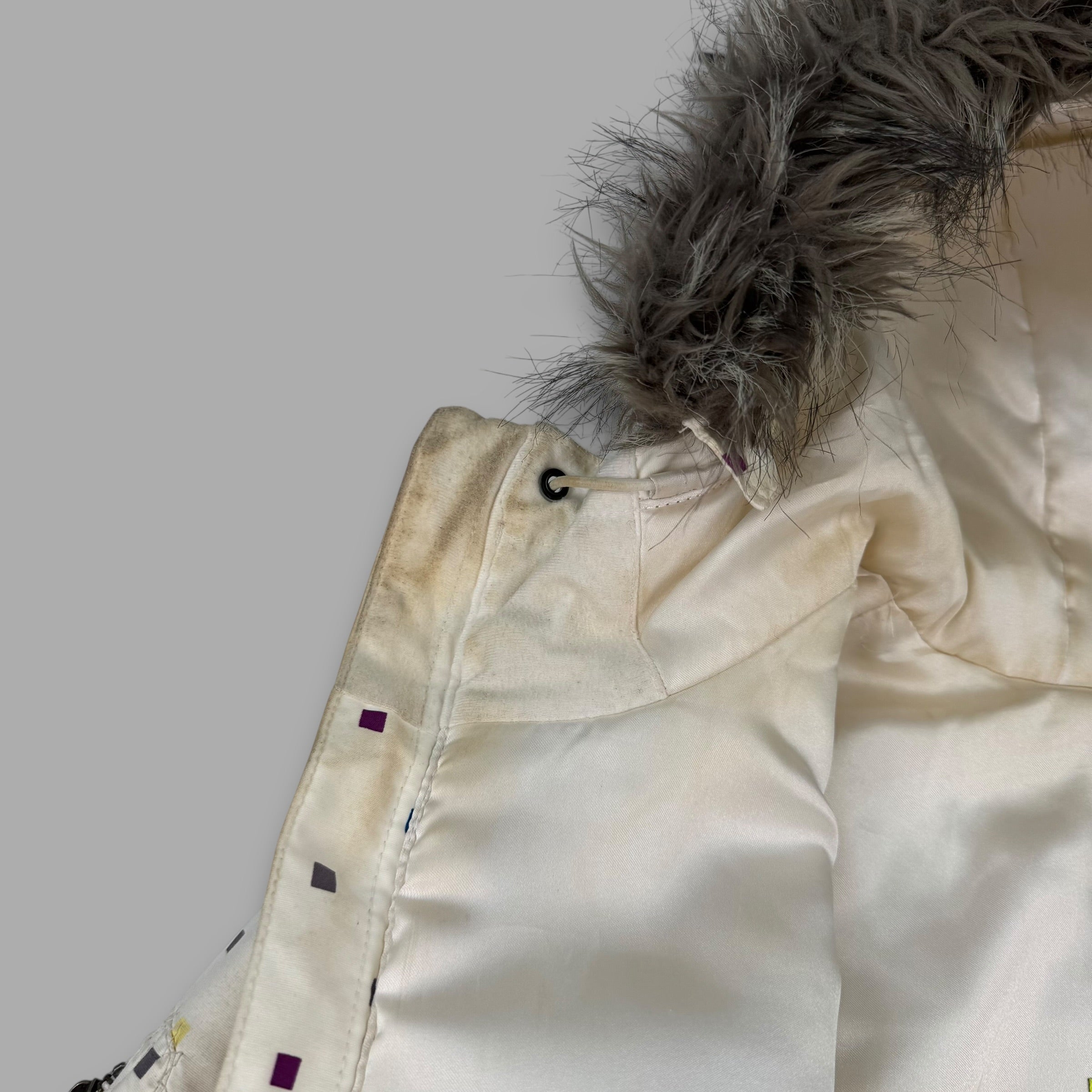 Burton 2000's technical monogram multi-pocket fur hood ski jacket (L) wms