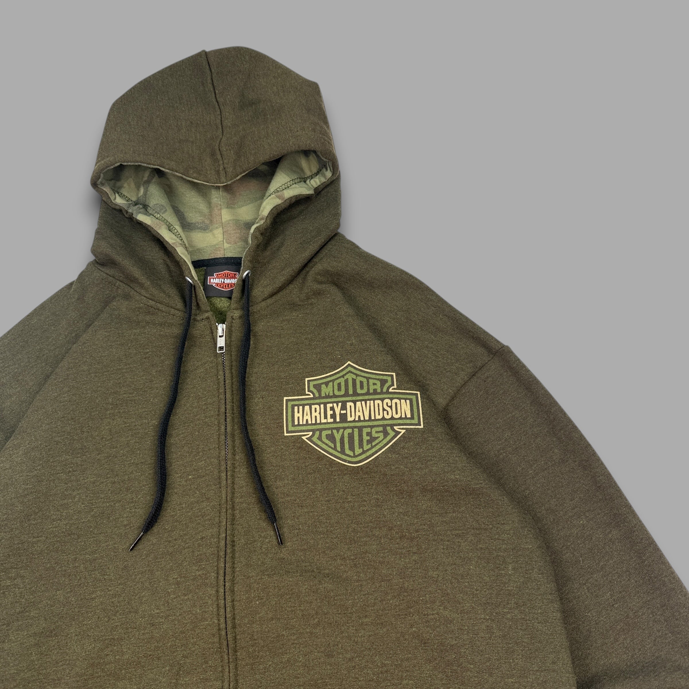 Harley Davidson 2000's zip up graphic spellout hoodie (L)