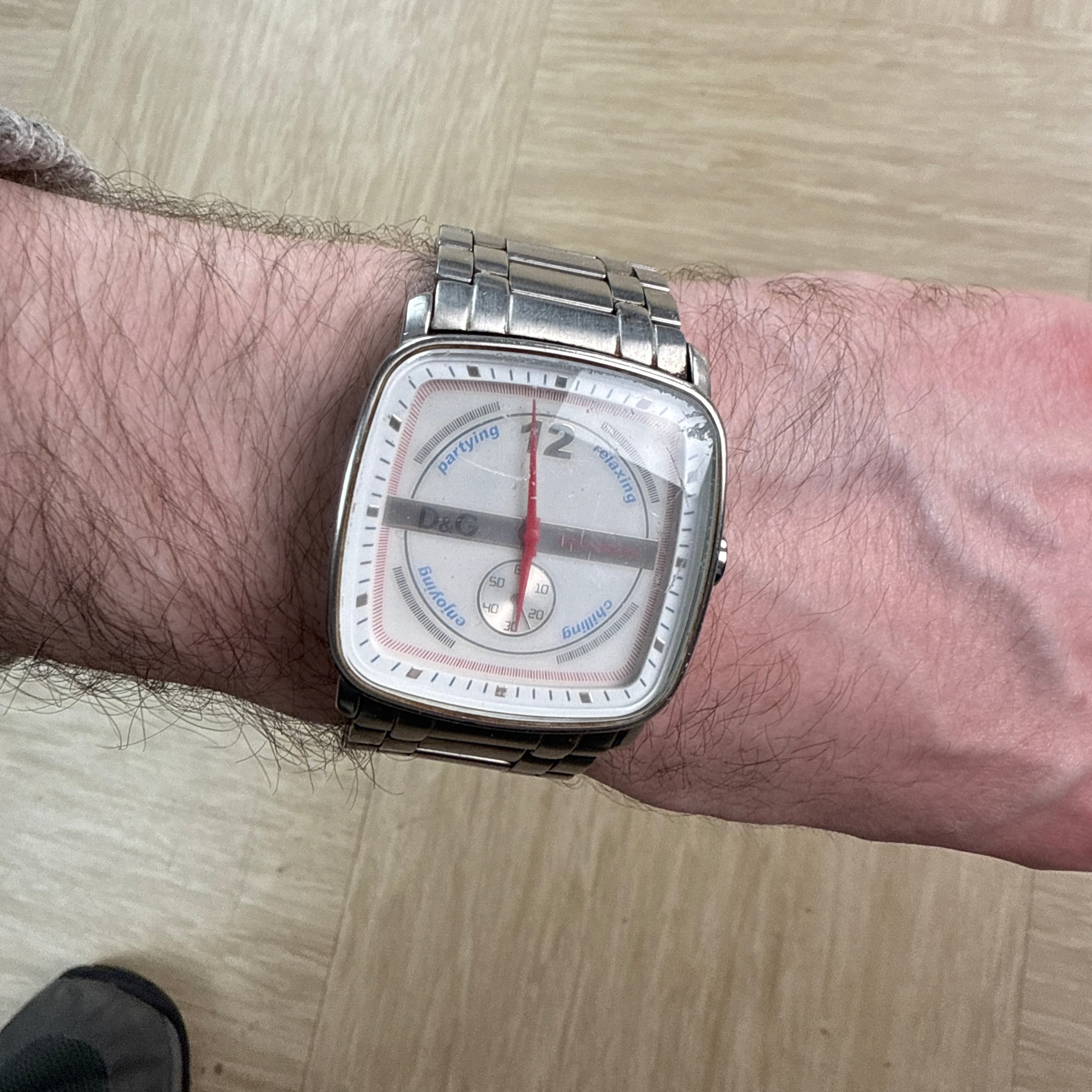 Dolce & gabanna 2000's 'Ibiza people' silver tone watch (OS)