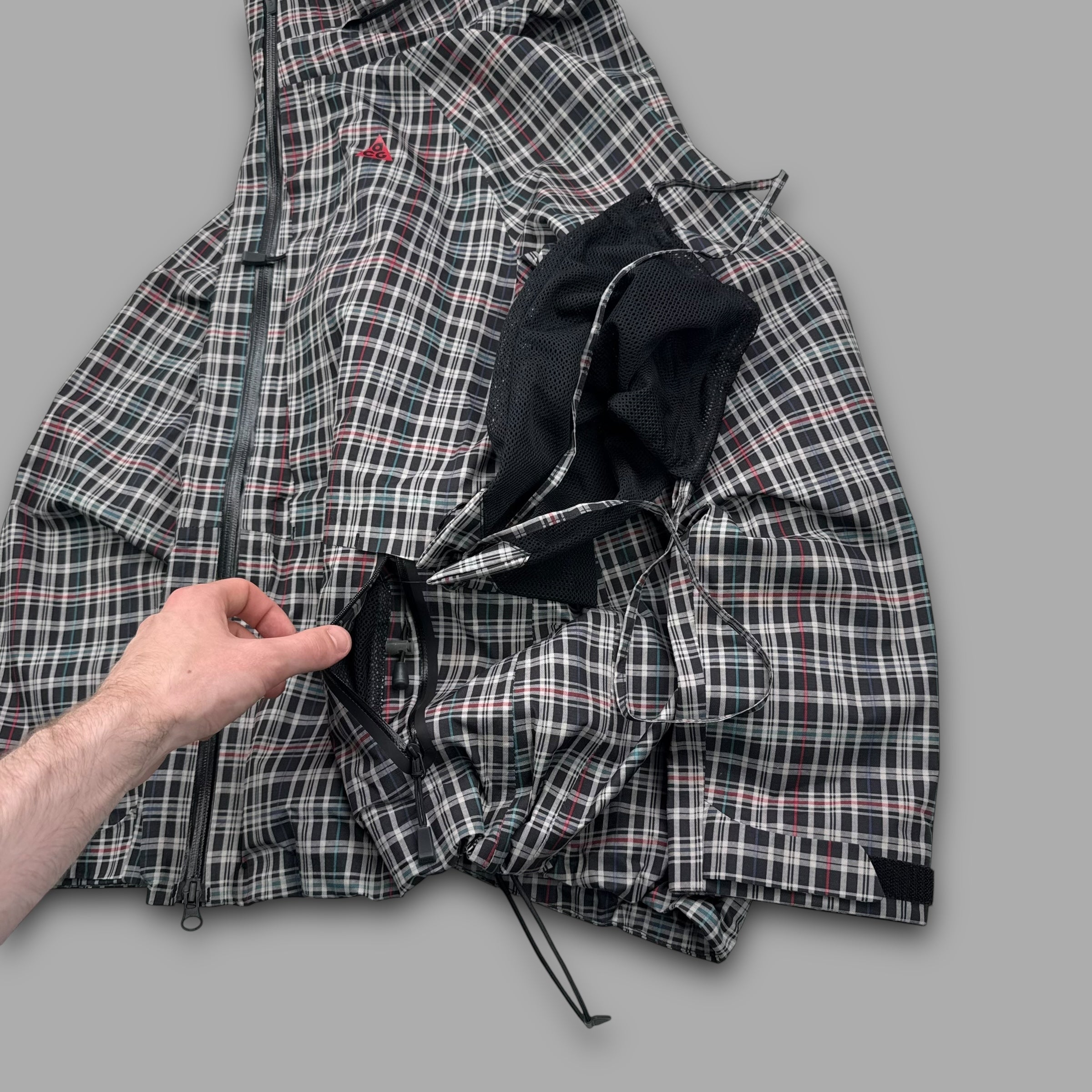 ジャケット・アウター 00s old nike tech shell jacket plaid Nike ACG 2000's technical plaid taped seams shell jacket (M