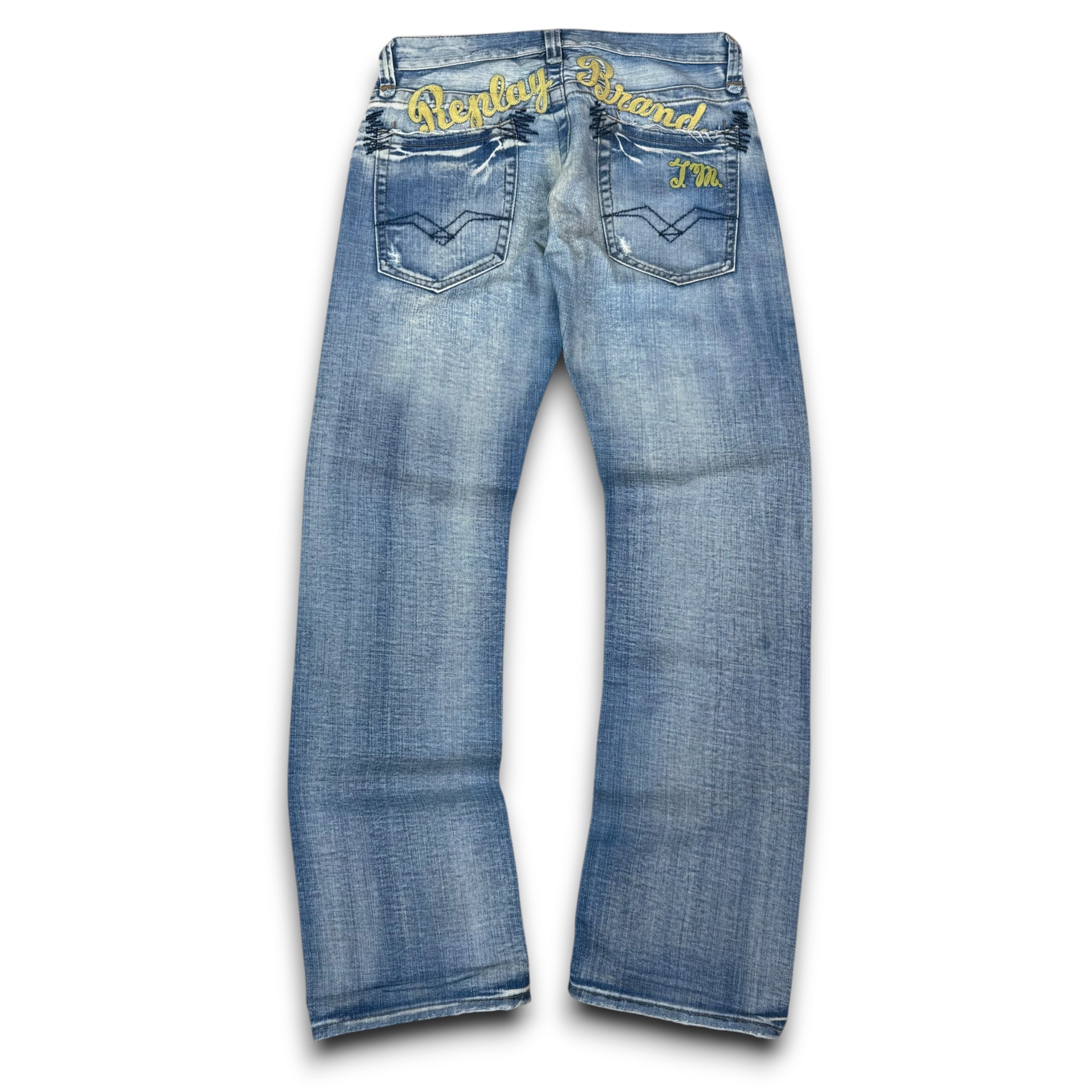 Replay 2000's embroidered spellout bootcut denim jeans (M-L)