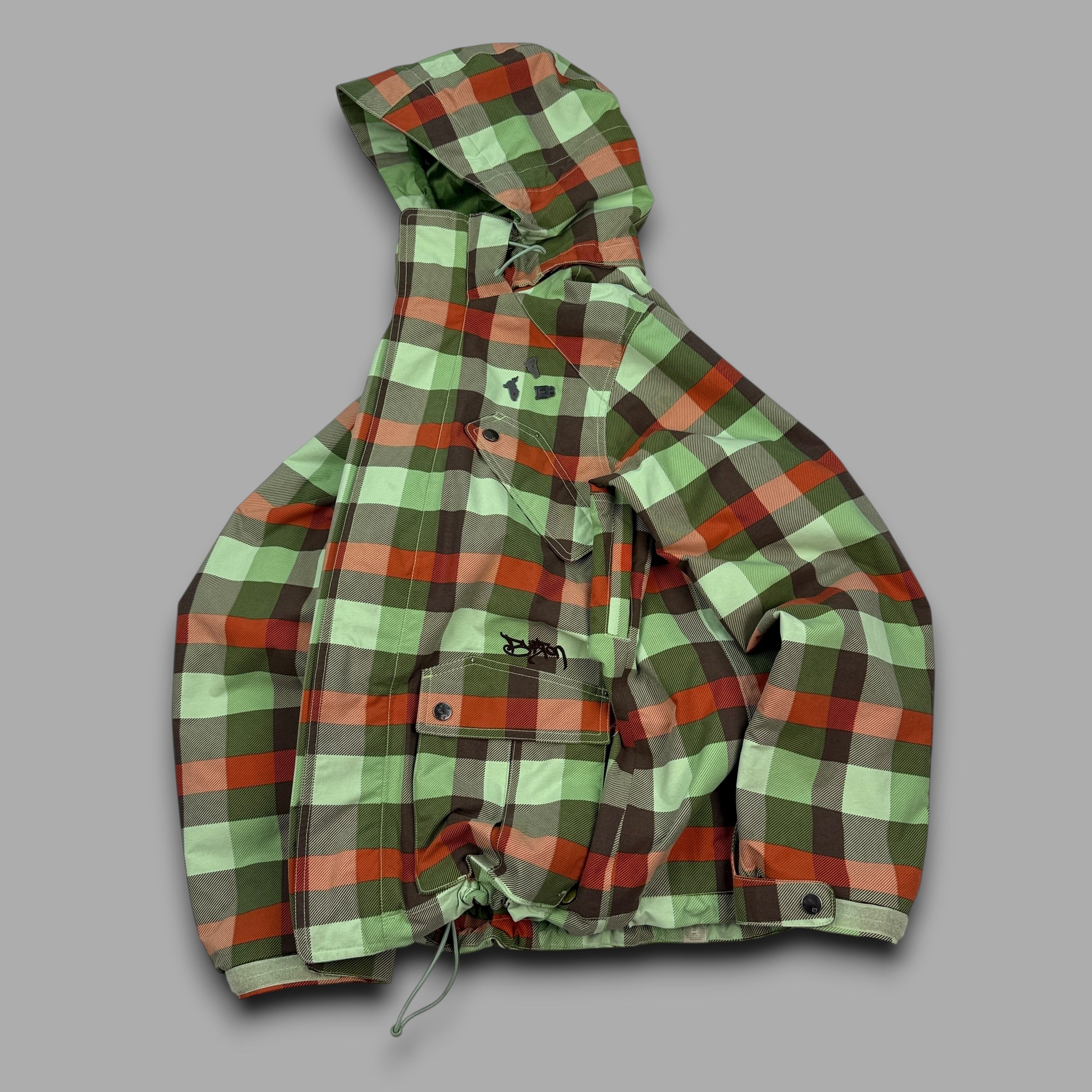 Burton 2000's technical plaid multi-pocket softshell ski jacket (M)