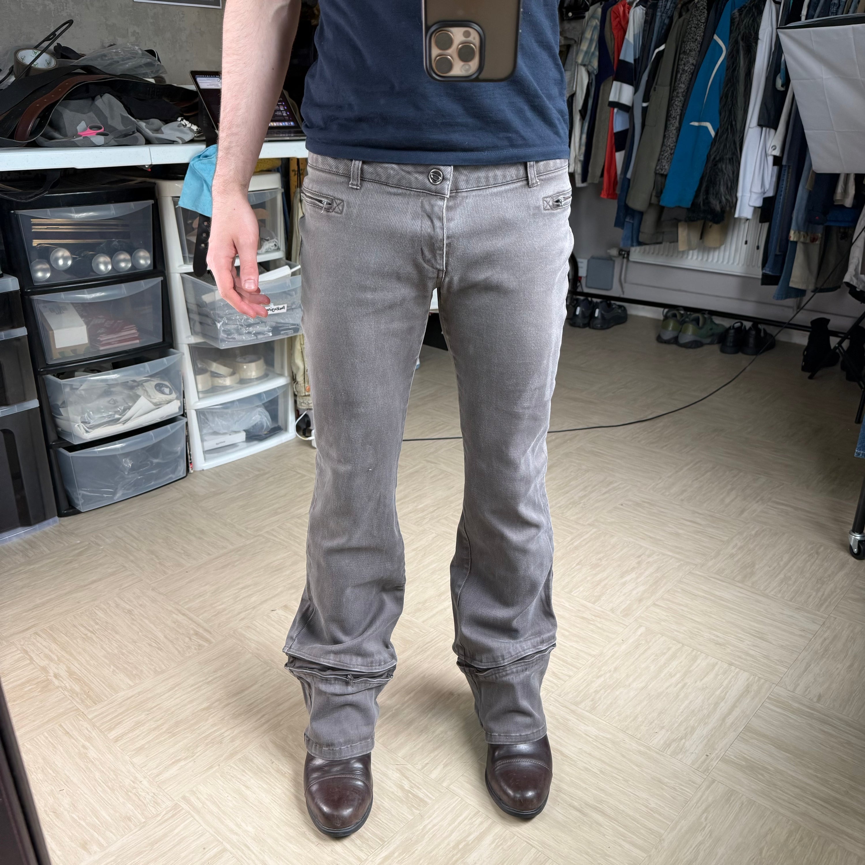 Oakley 2000's technical expandable zip off flare denim jeans (S)