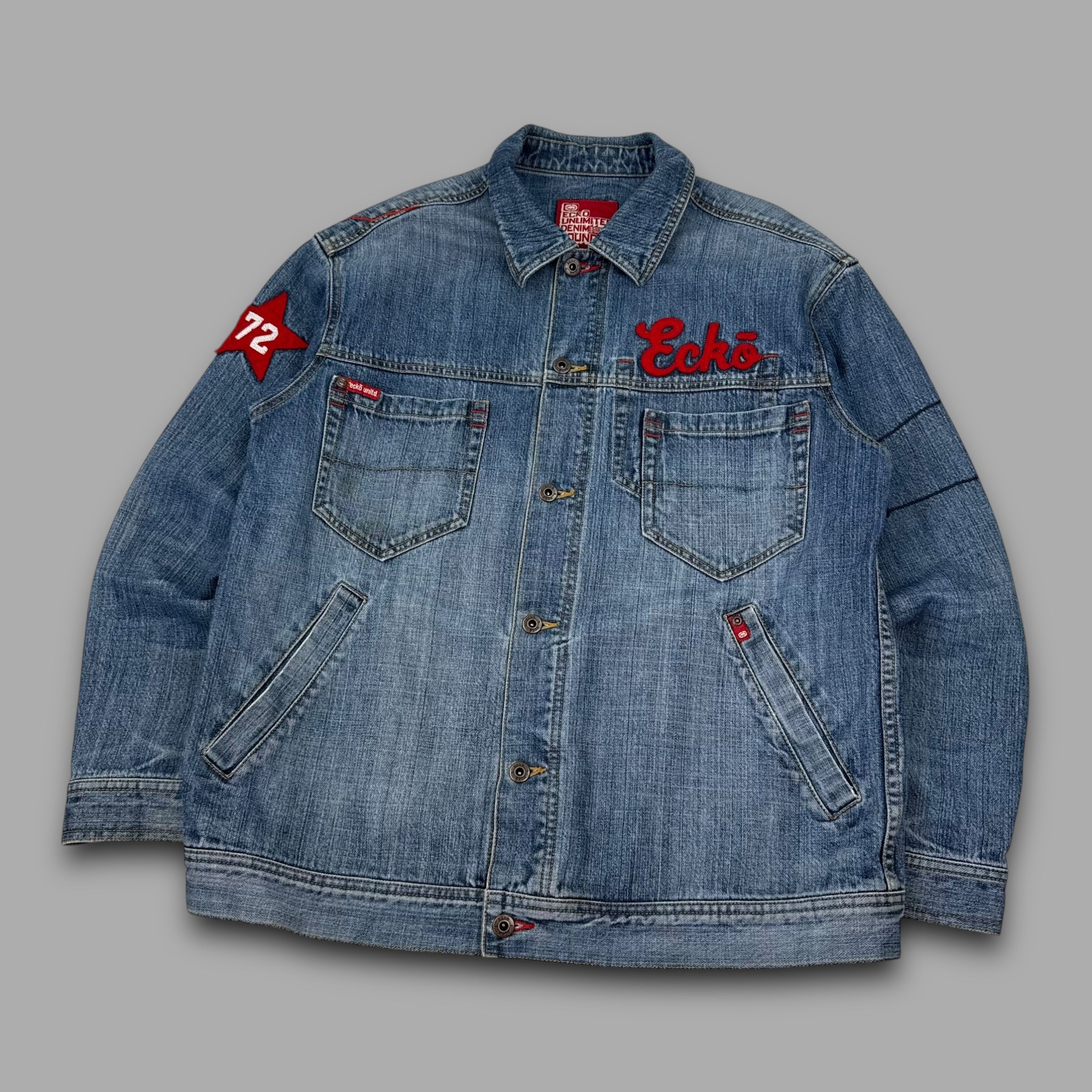 Ecko 2000's embroidered graphic denim jacket (M)