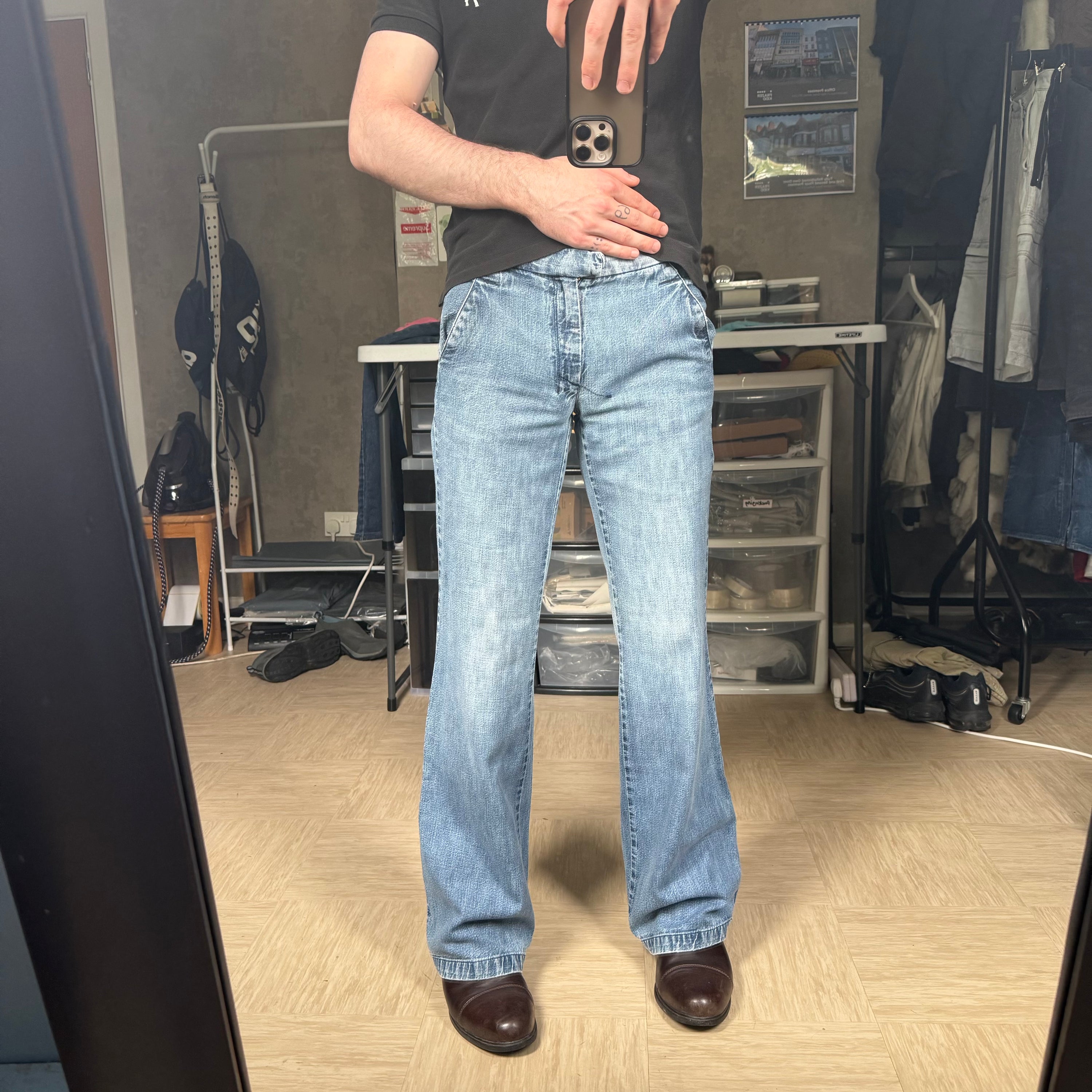 Diesel 2000's faded low waisted denim bootcut jeans (S)