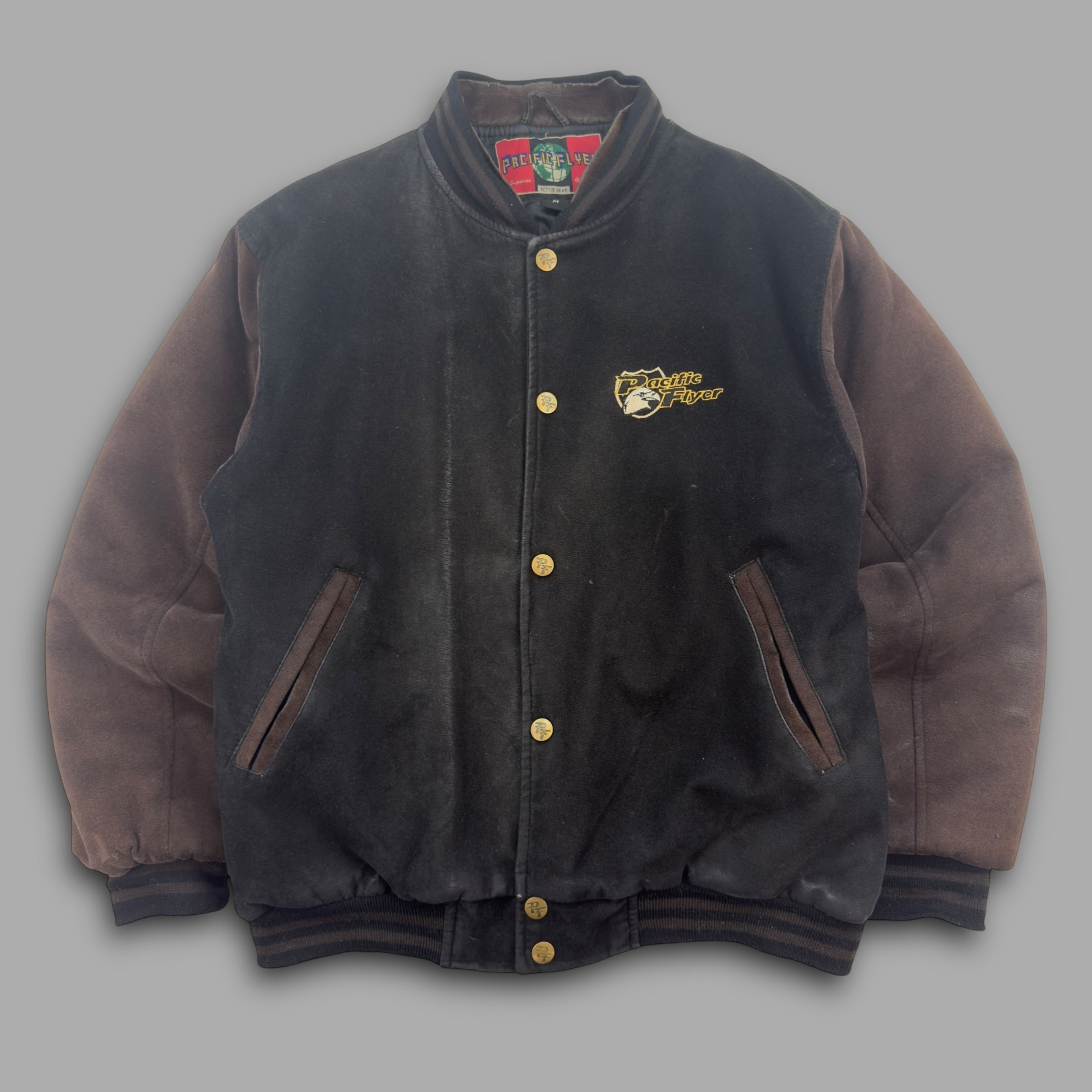 Pacific flyer 2000's embrodiered hybrid suede bomber jacket (M)