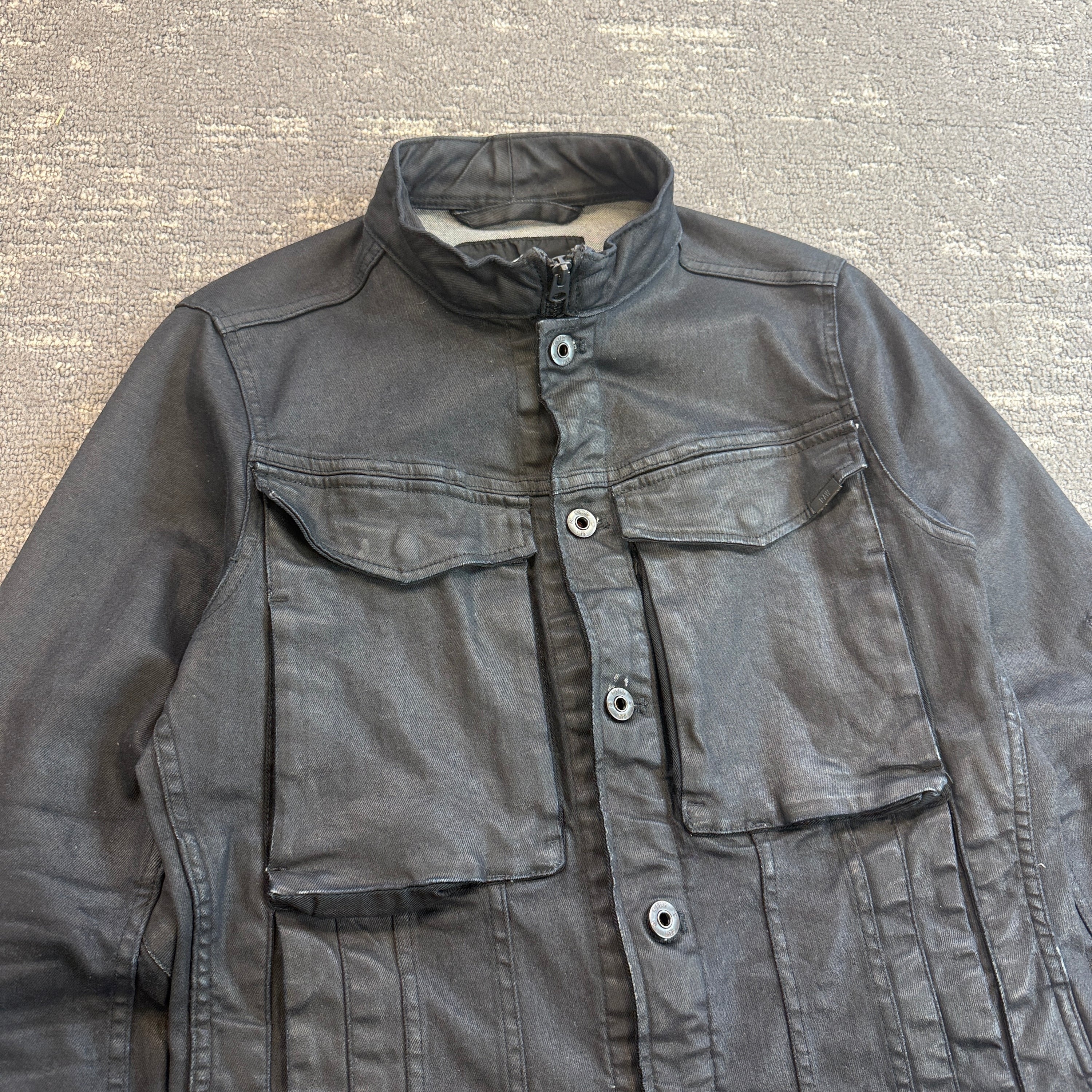 Gstar RAW multi-pocket zip up military wax jacket (S)