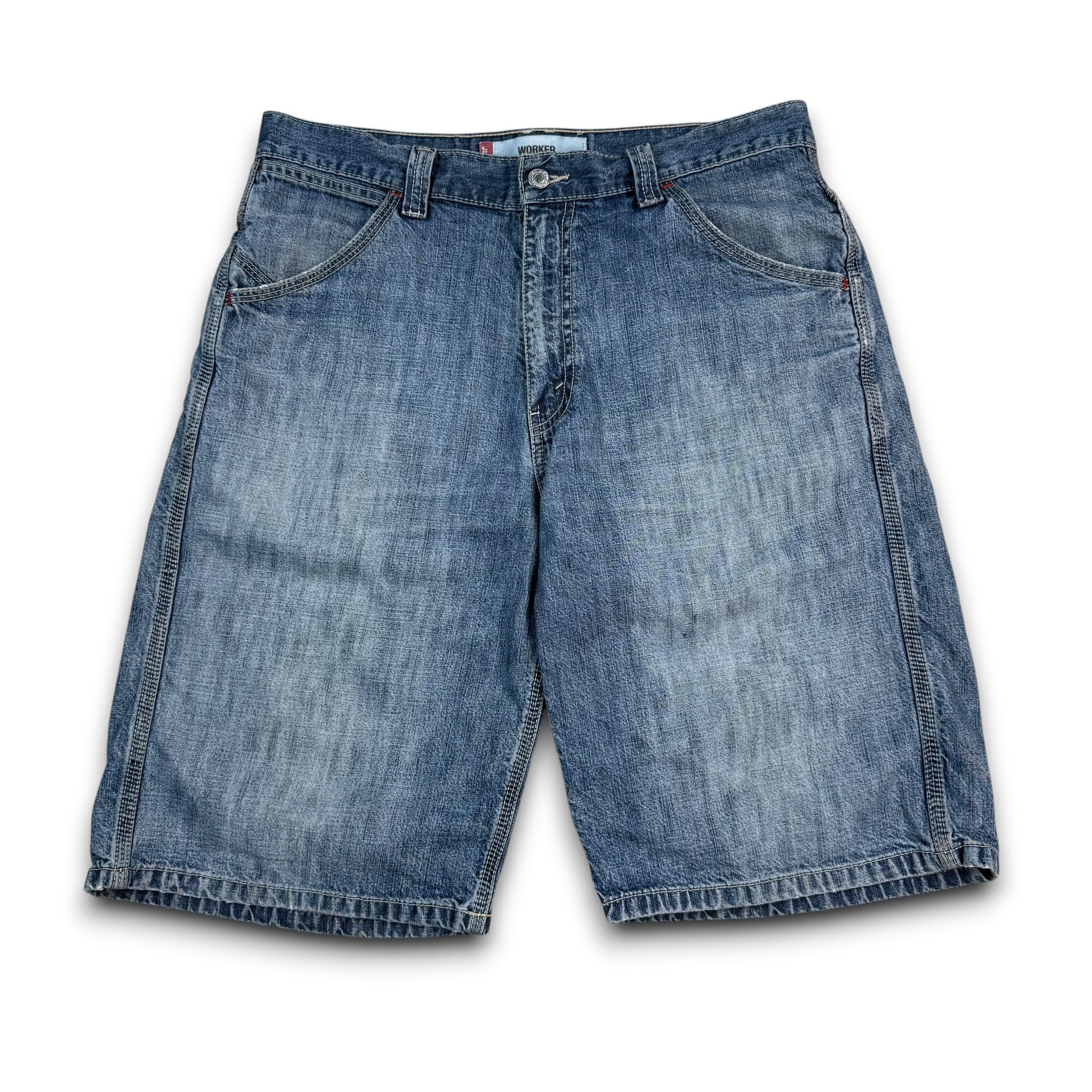 Levi's 2000's baggy faded denim contrast stitch worker shorts (S)