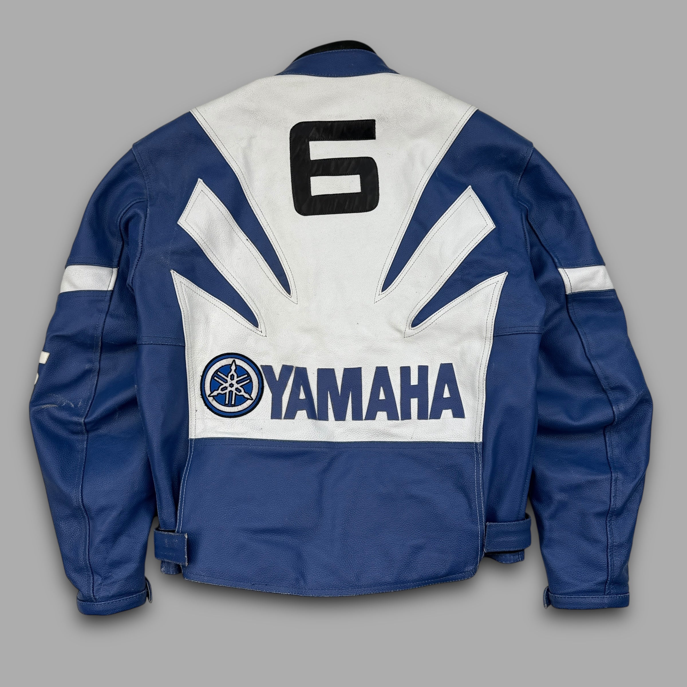 Yamaha 2000's leather padded full-zip biker racing jacket (M-L)