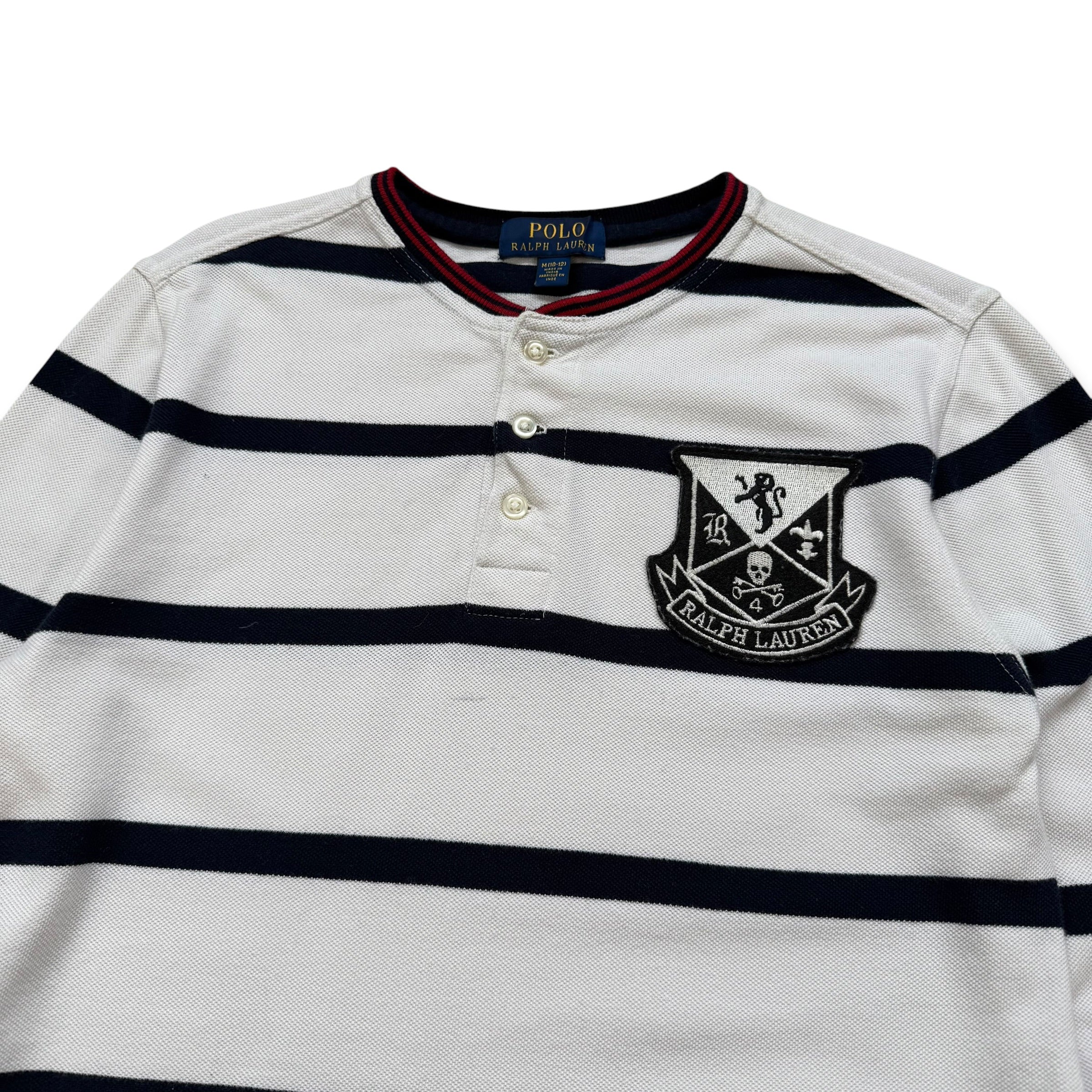 Ralph Lauren 2000's horizontal stripe embroidered Henley tee (XS)