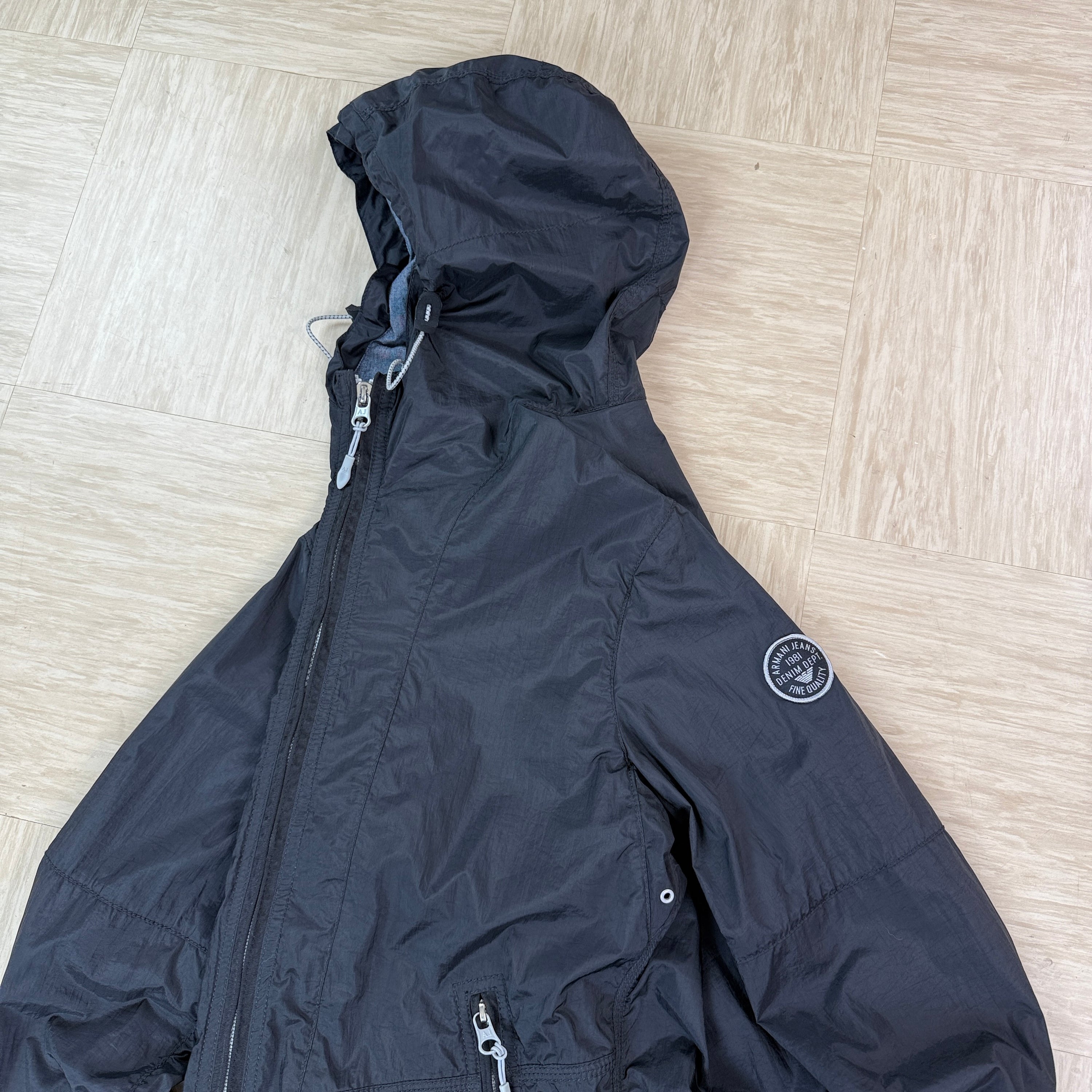 Armani jeans 2000's technical zip up nylon jacket (M)