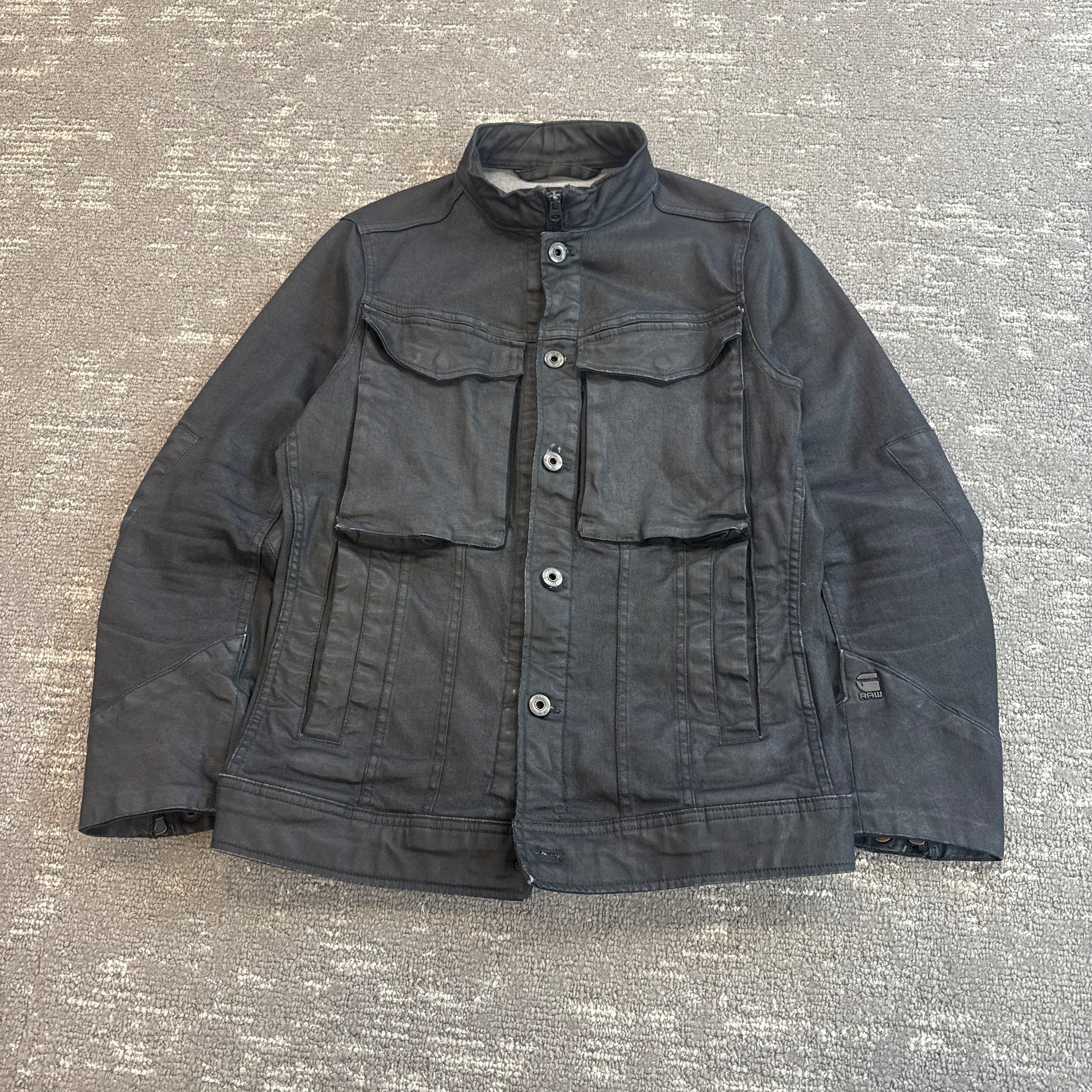 Gstar RAW multi-pocket zip up military wax jacket (S)
