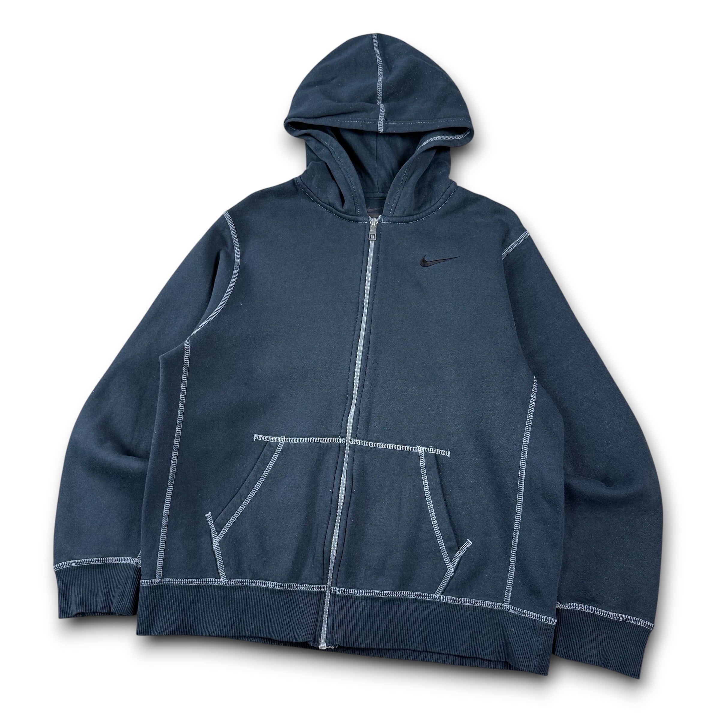 Nike 2000's contrast stitch embroidered zip up hoodie (S)