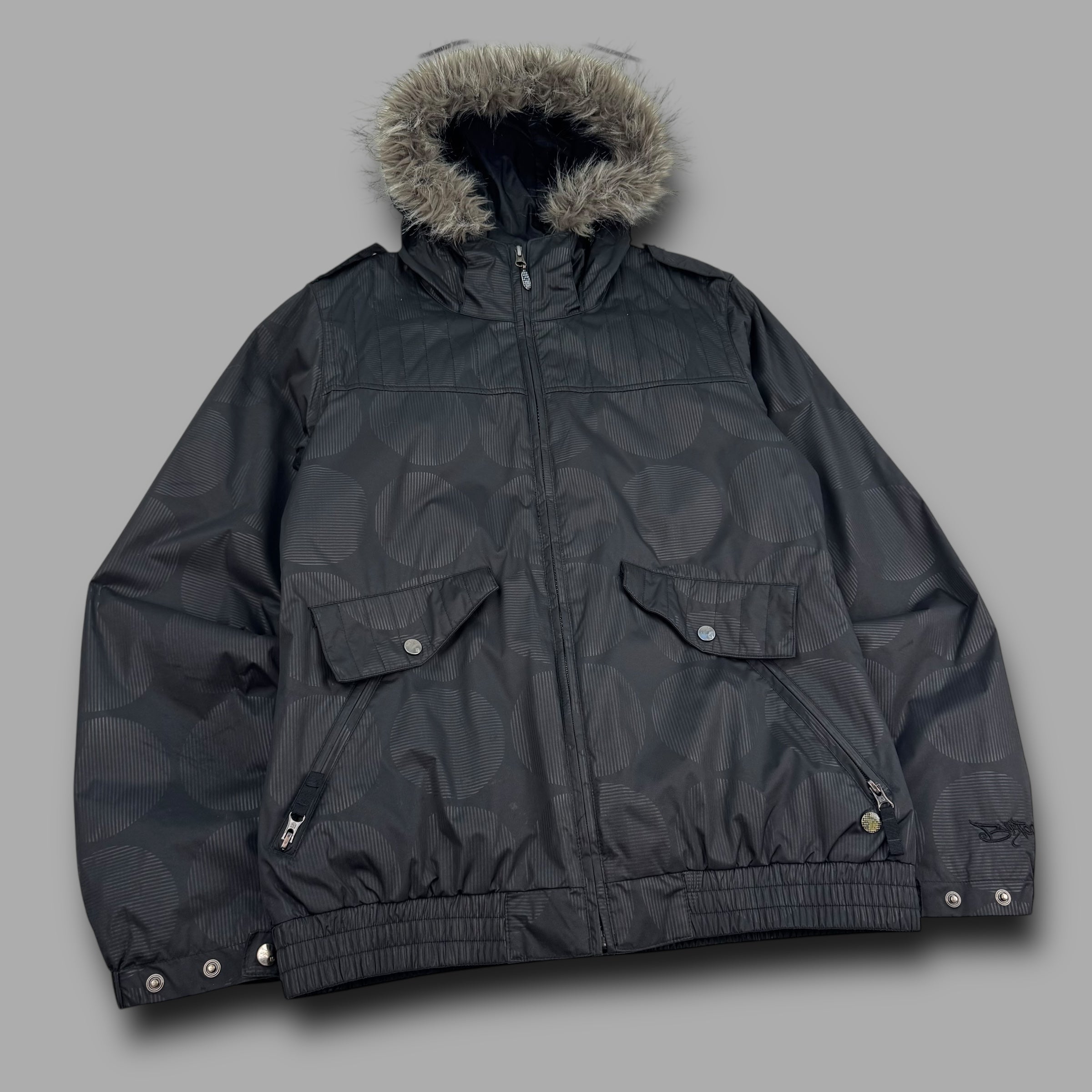 Burton 2000's technical monogram fur hood softshell ski jacket (L) wms