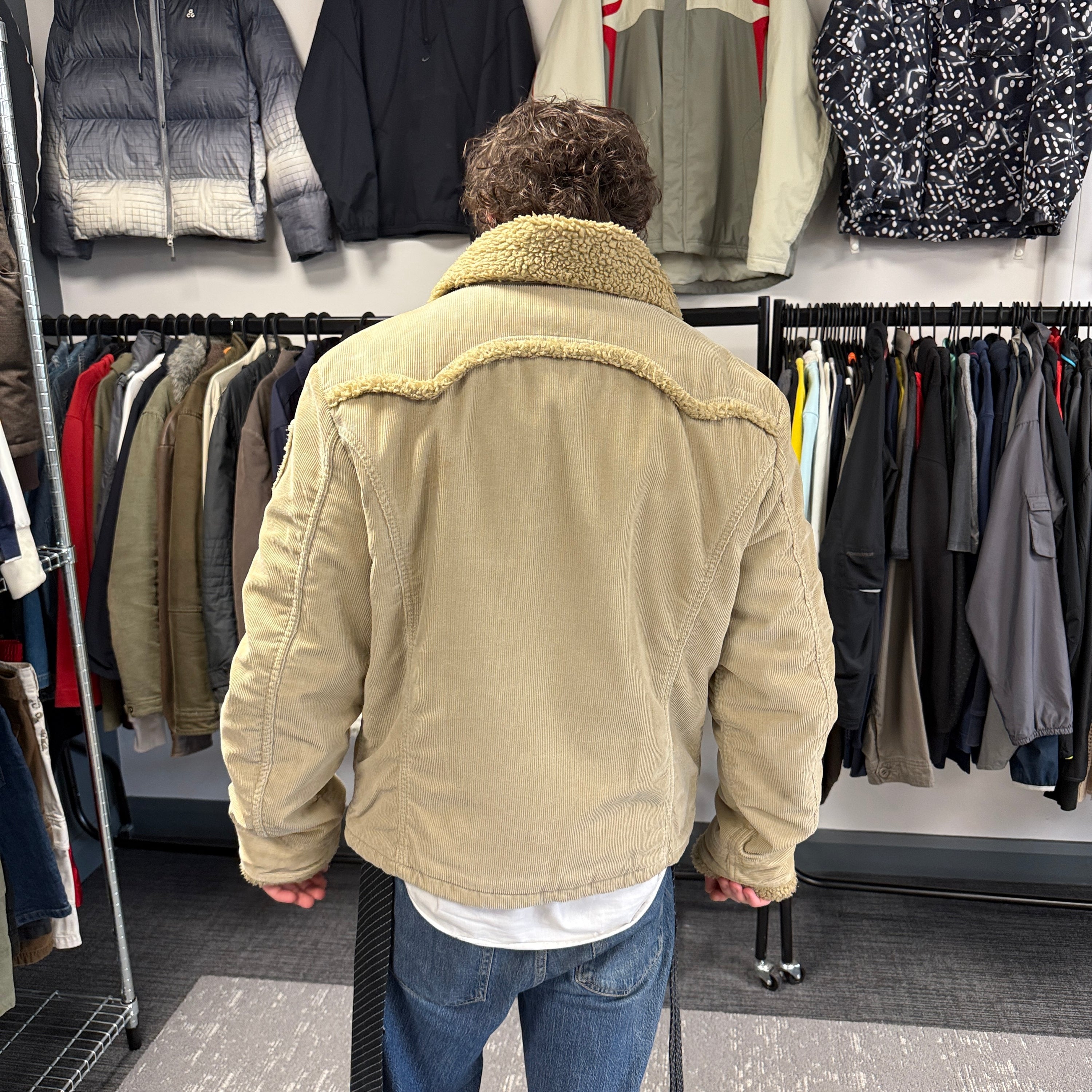 Diesel 2000's sherpa lined zip-up corduroy jacket (XL)