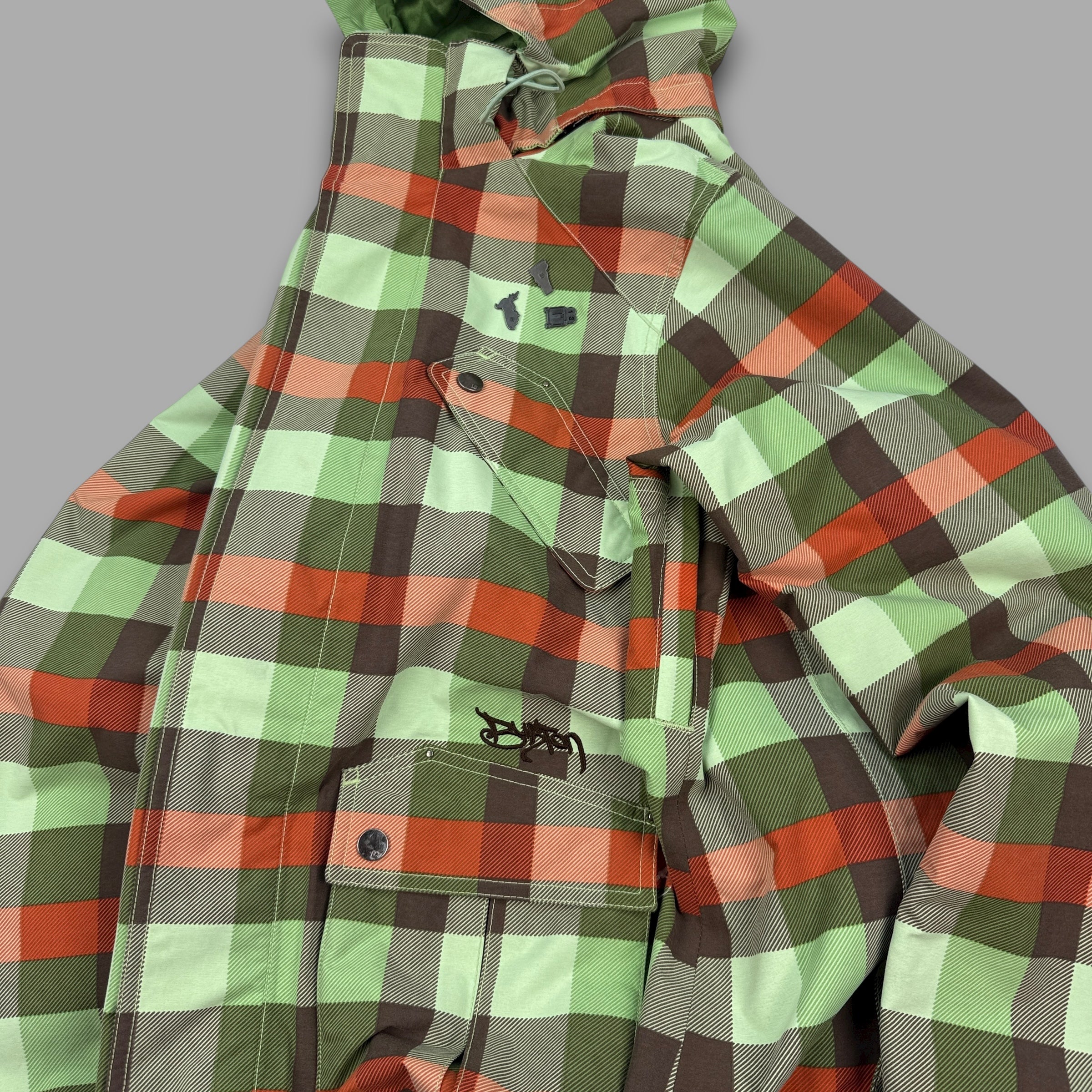 Burton 2000's technical plaid multi-pocket softshell ski jacket (M)