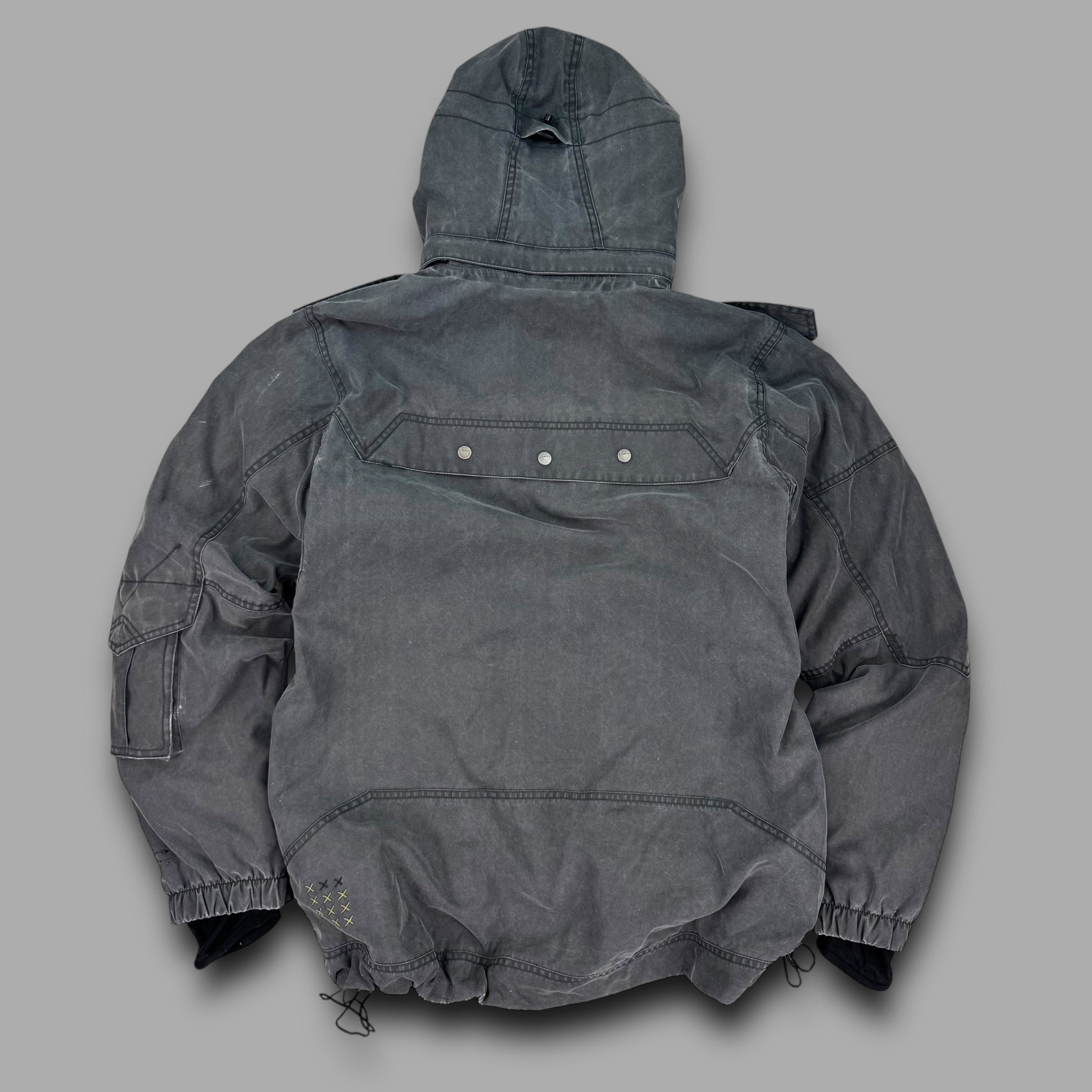 O'niell 2000's technical stone washed contrast stitch multi-pocket ski jacket (L)