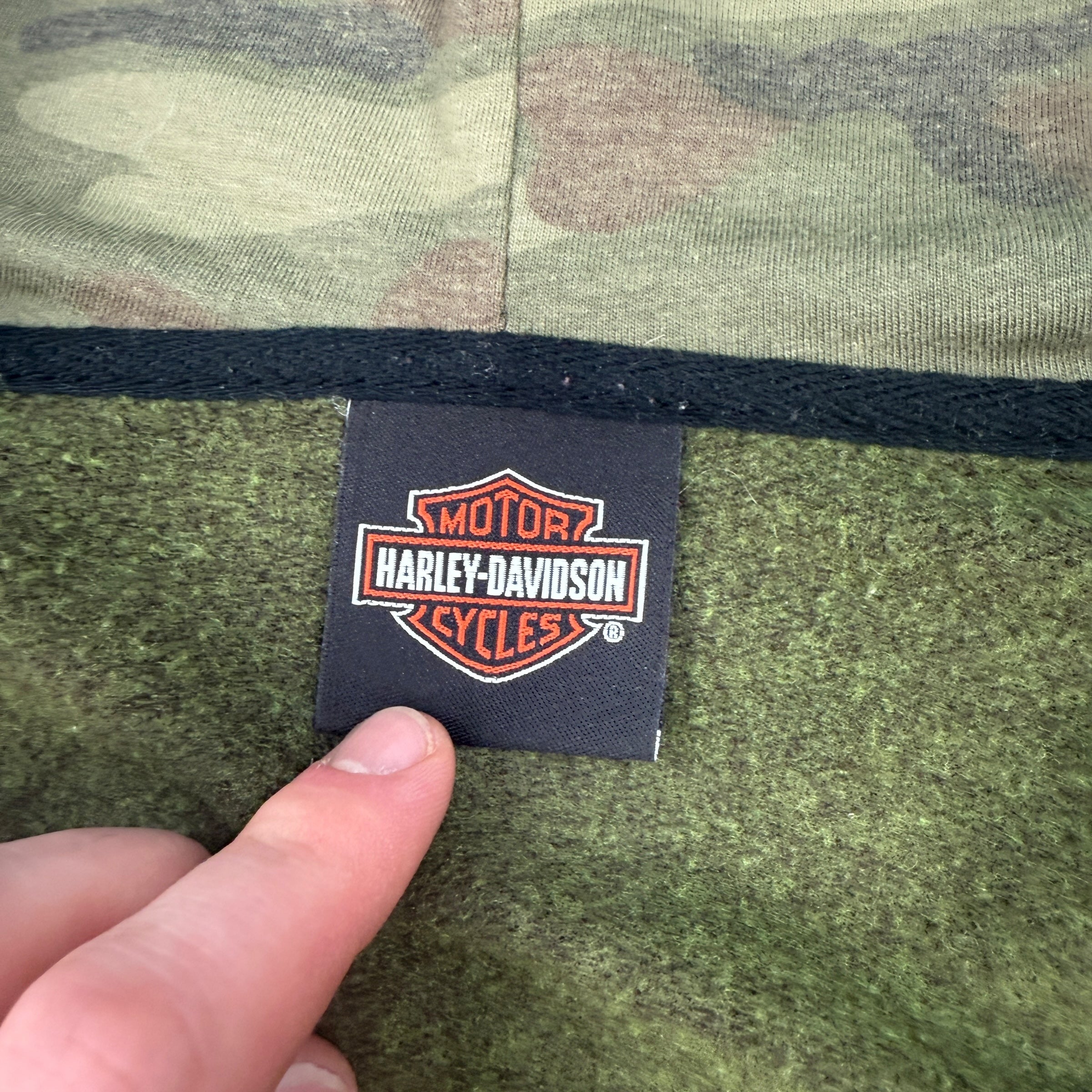 Harley Davidson 2000's zip up graphic spellout hoodie (L)