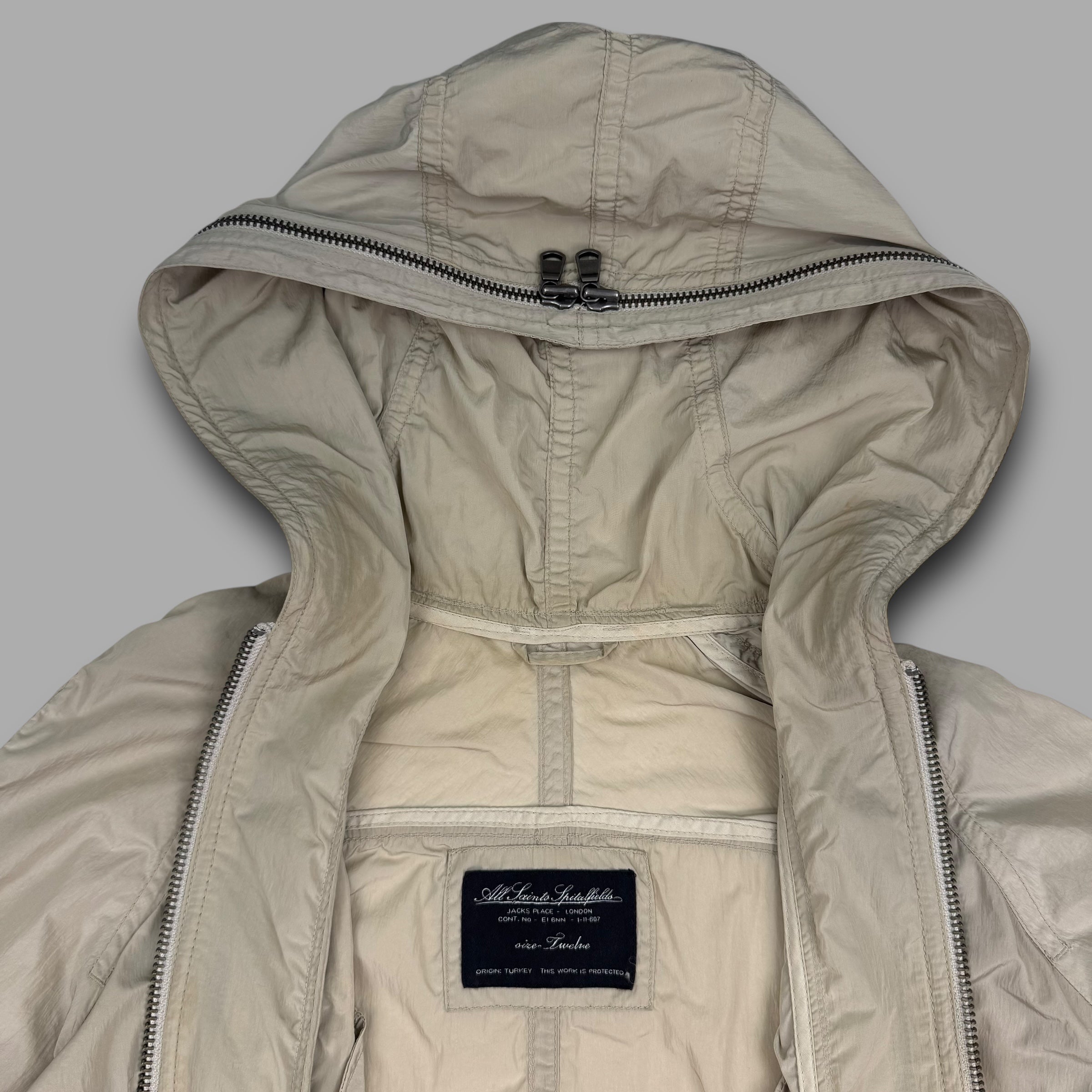 Allsaints 2000's technical triple zip lightweight parka jacket (M) wms