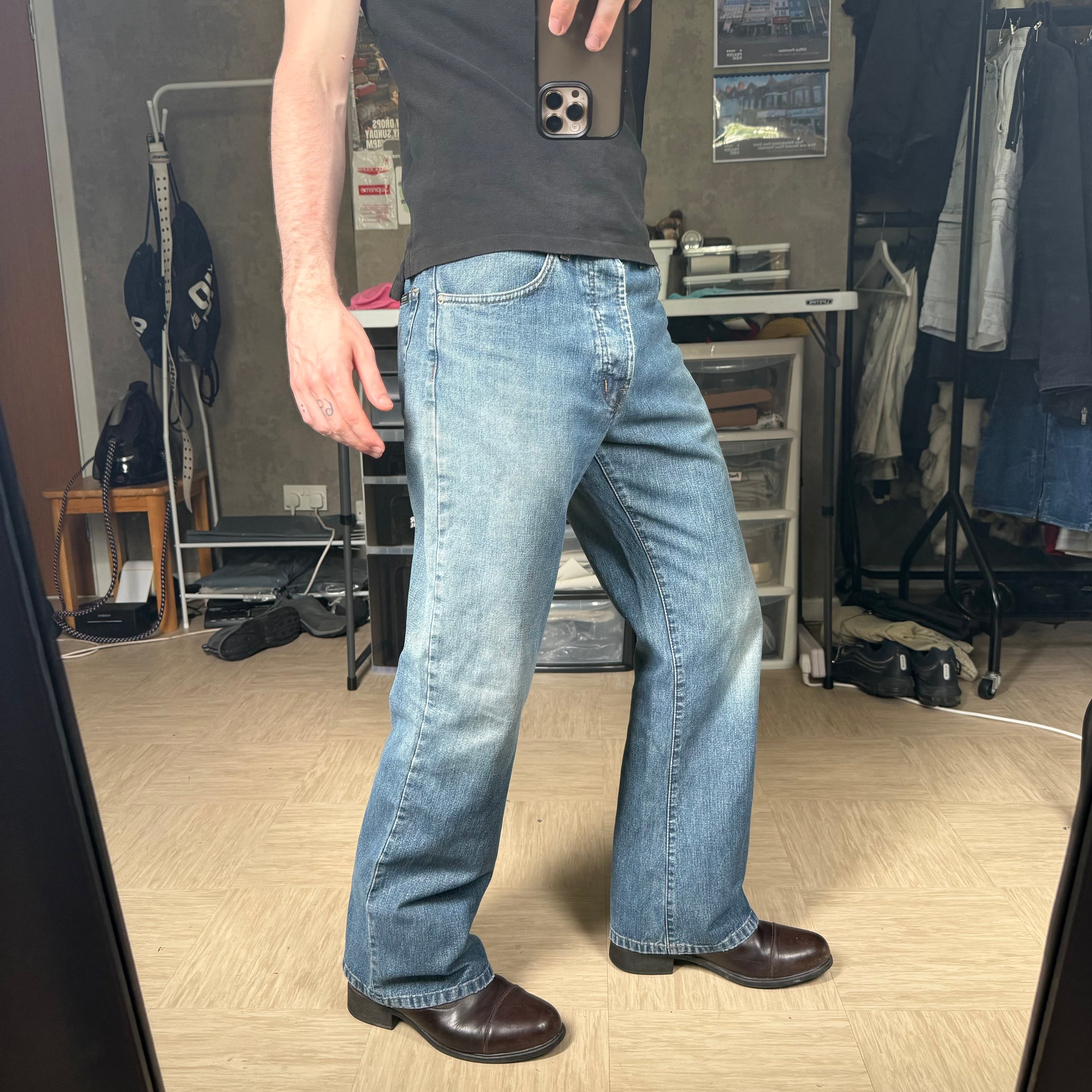 Firetrap black seal 2000's relaxed denim bootcut jeans (S)